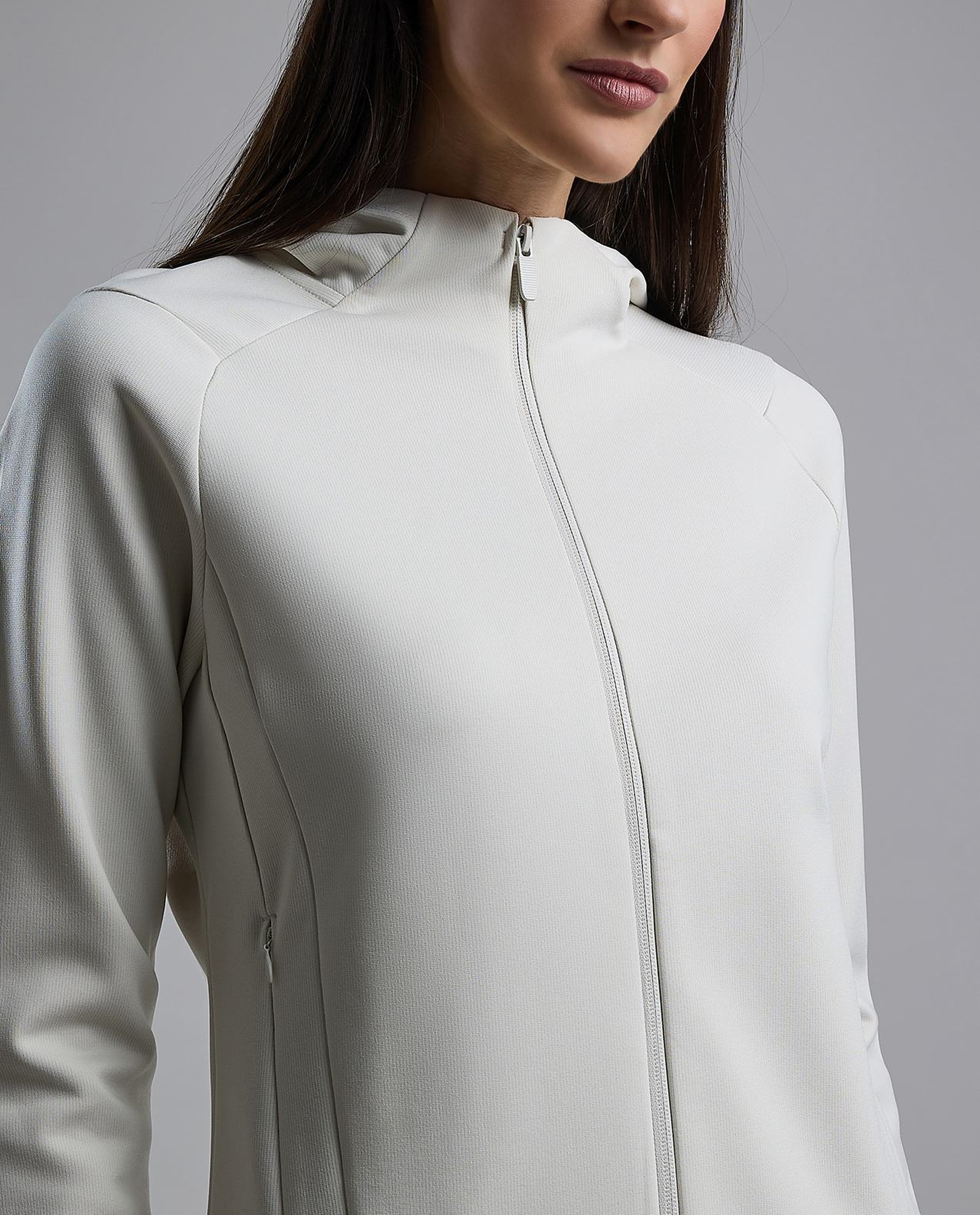 Solid Active Jacket with Zipper Closure