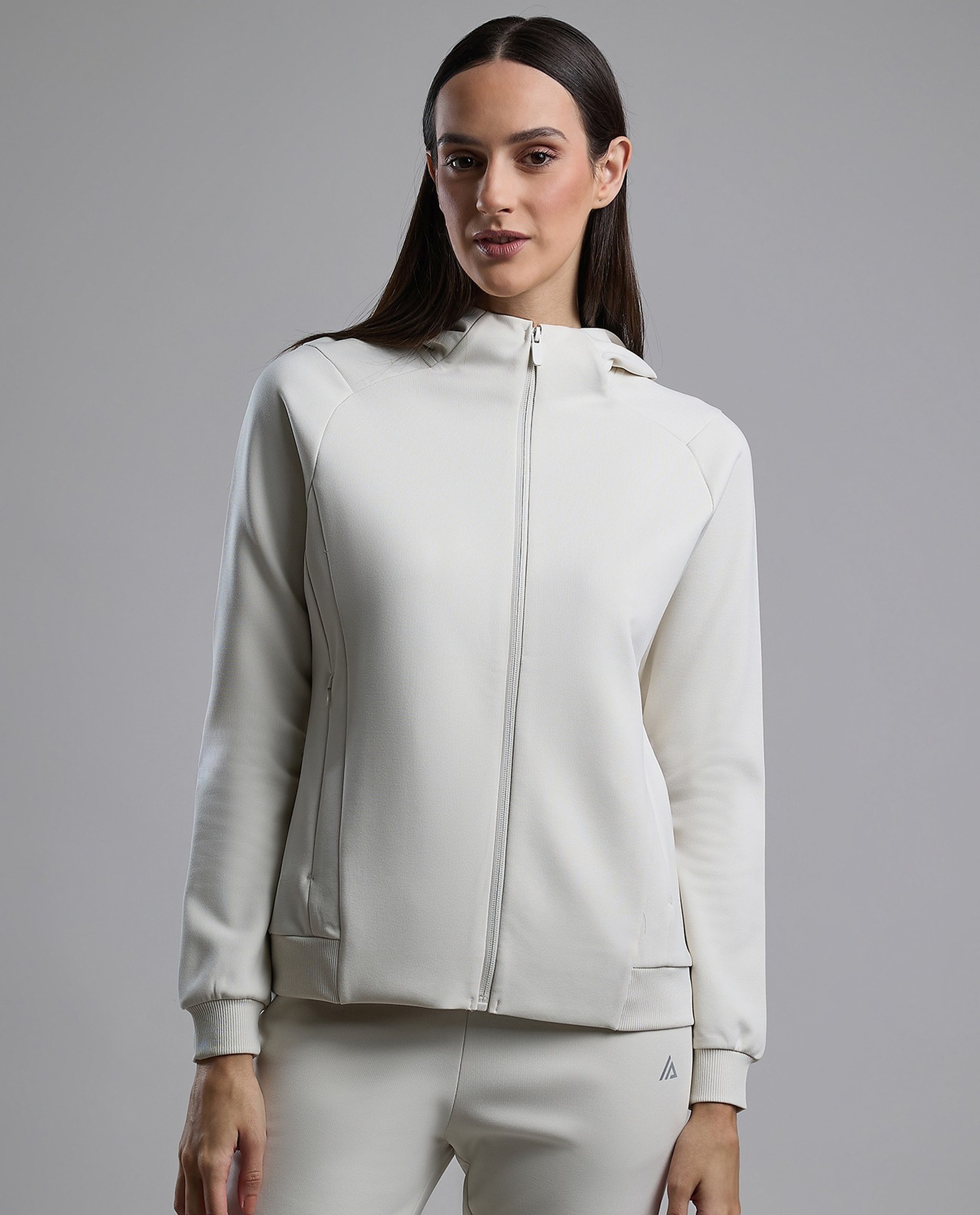 Solid Active Jacket with Zipper Closure