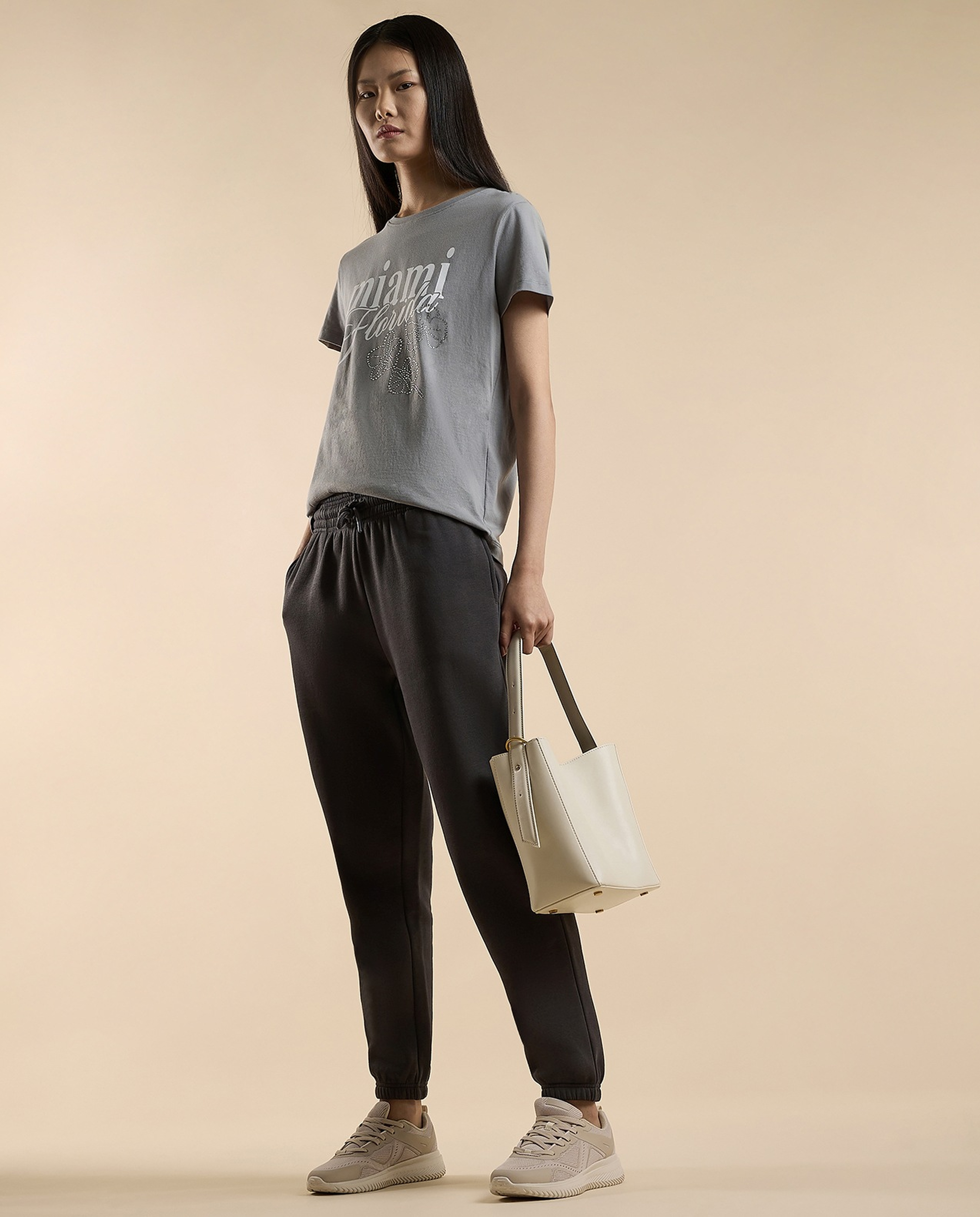 Solid Joggers with Drawstring Waist