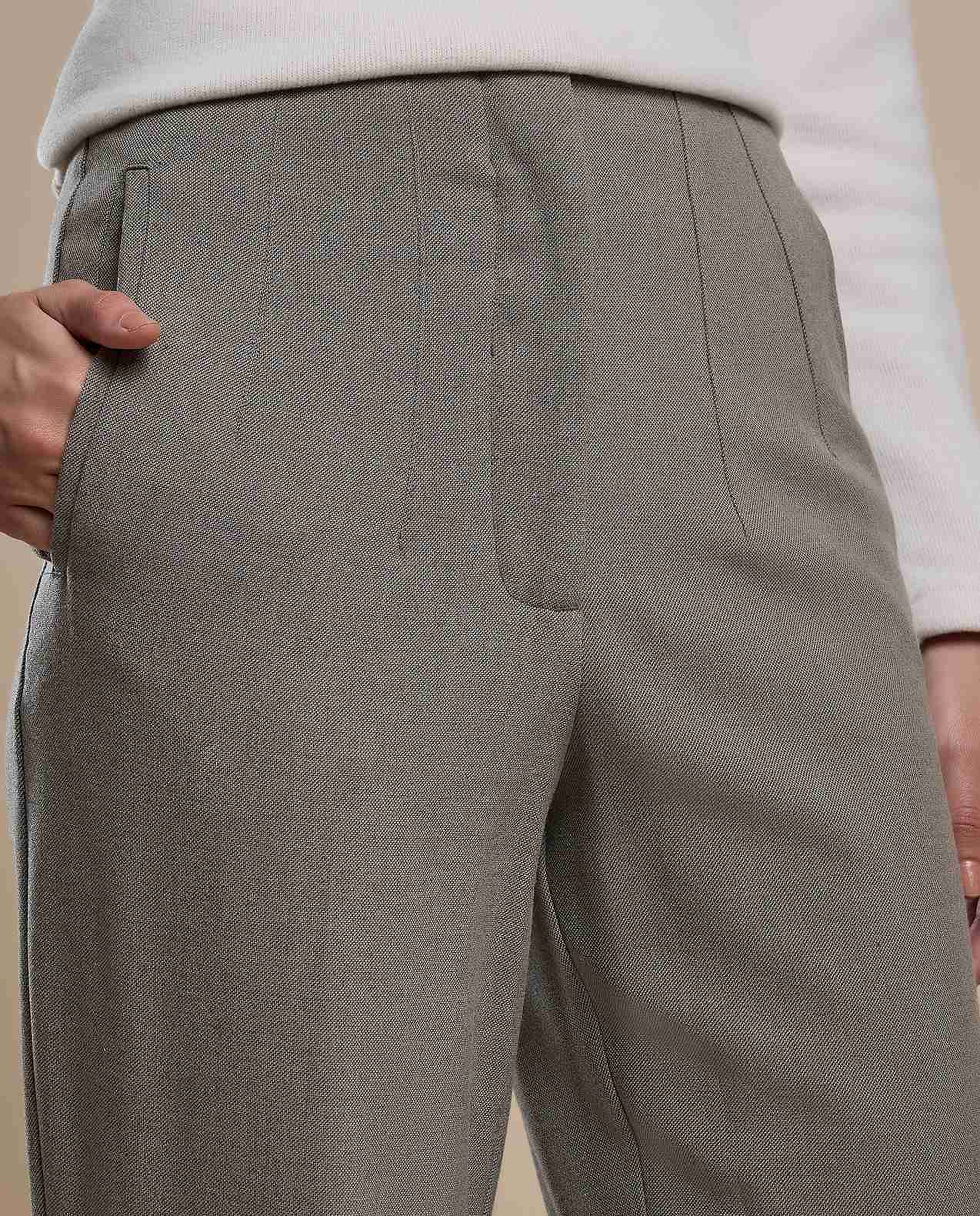 Solid Straight Fit Trousers with Button Closure