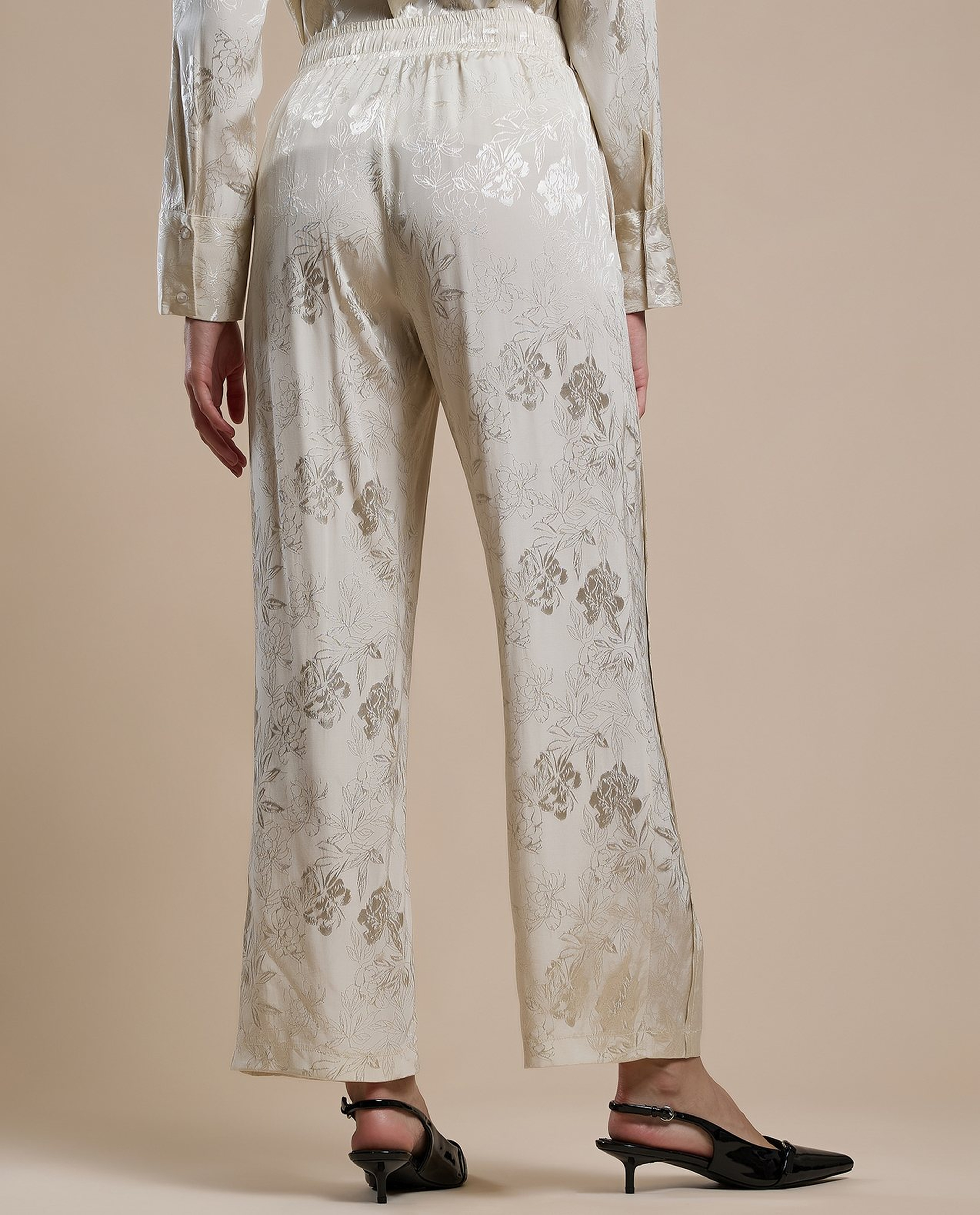 Self Design Pants with Drawstring Waist