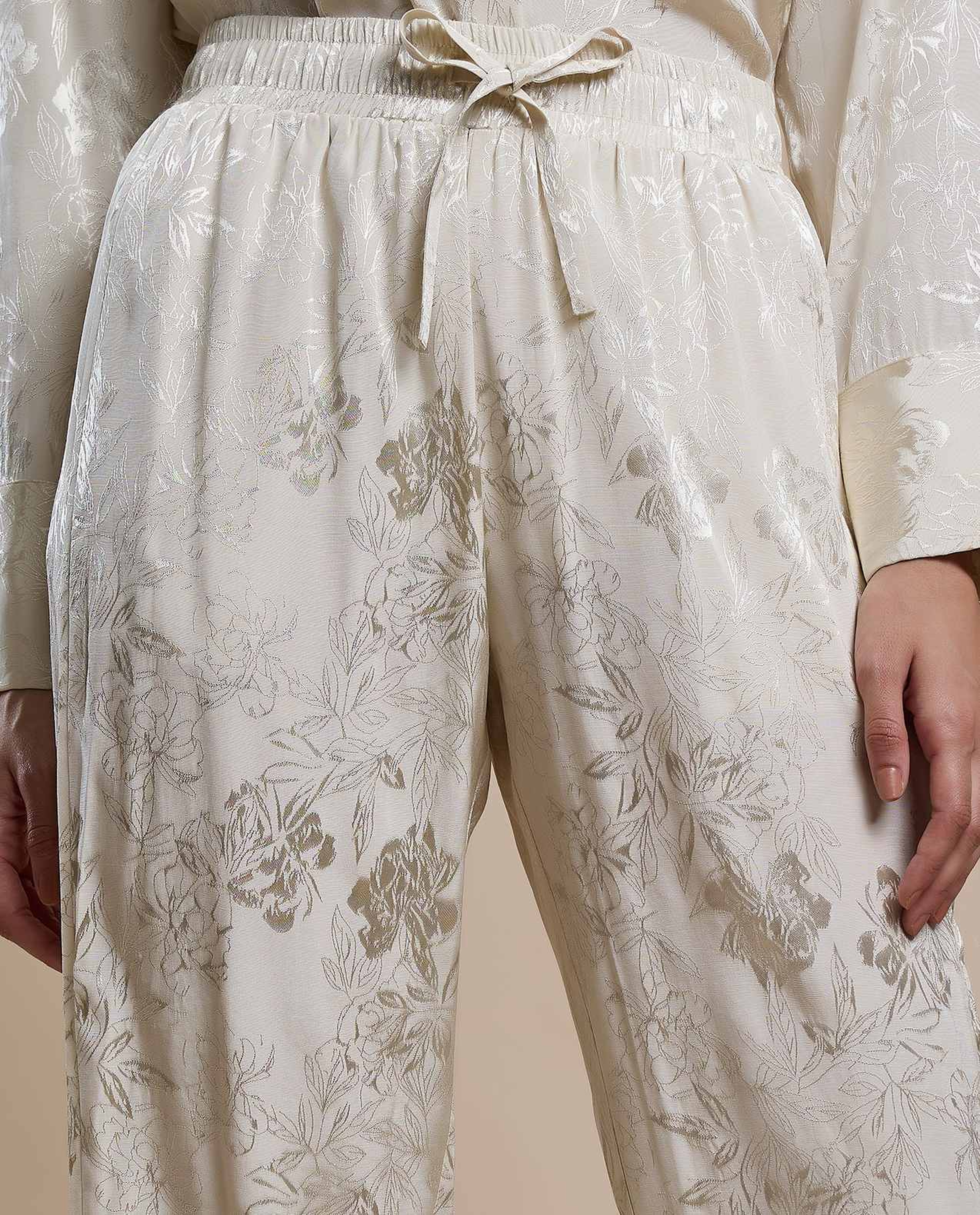 Self Design Pants with Drawstring Waist