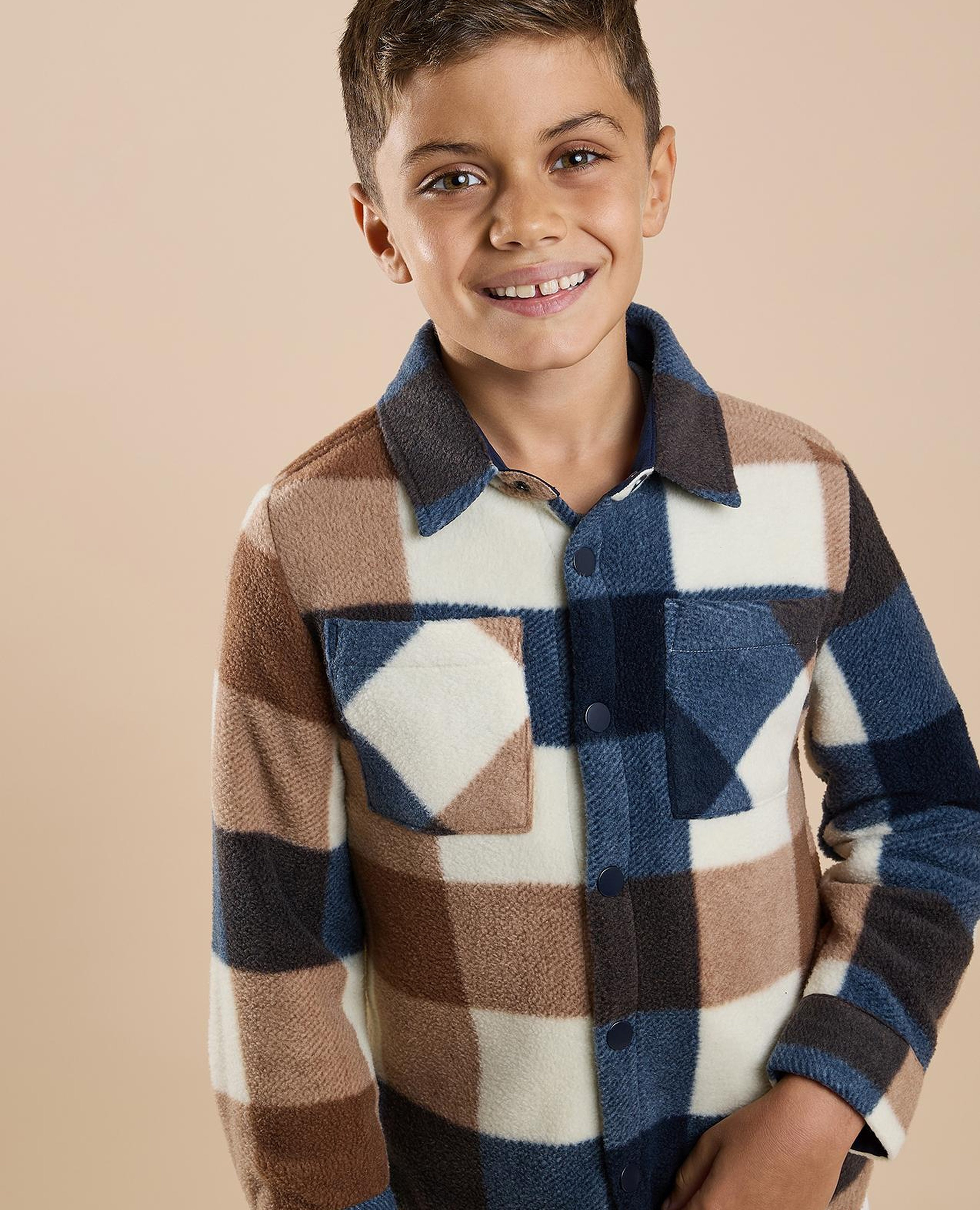 شاكيت كاروهات بياقة كلاسيك وكم طويل