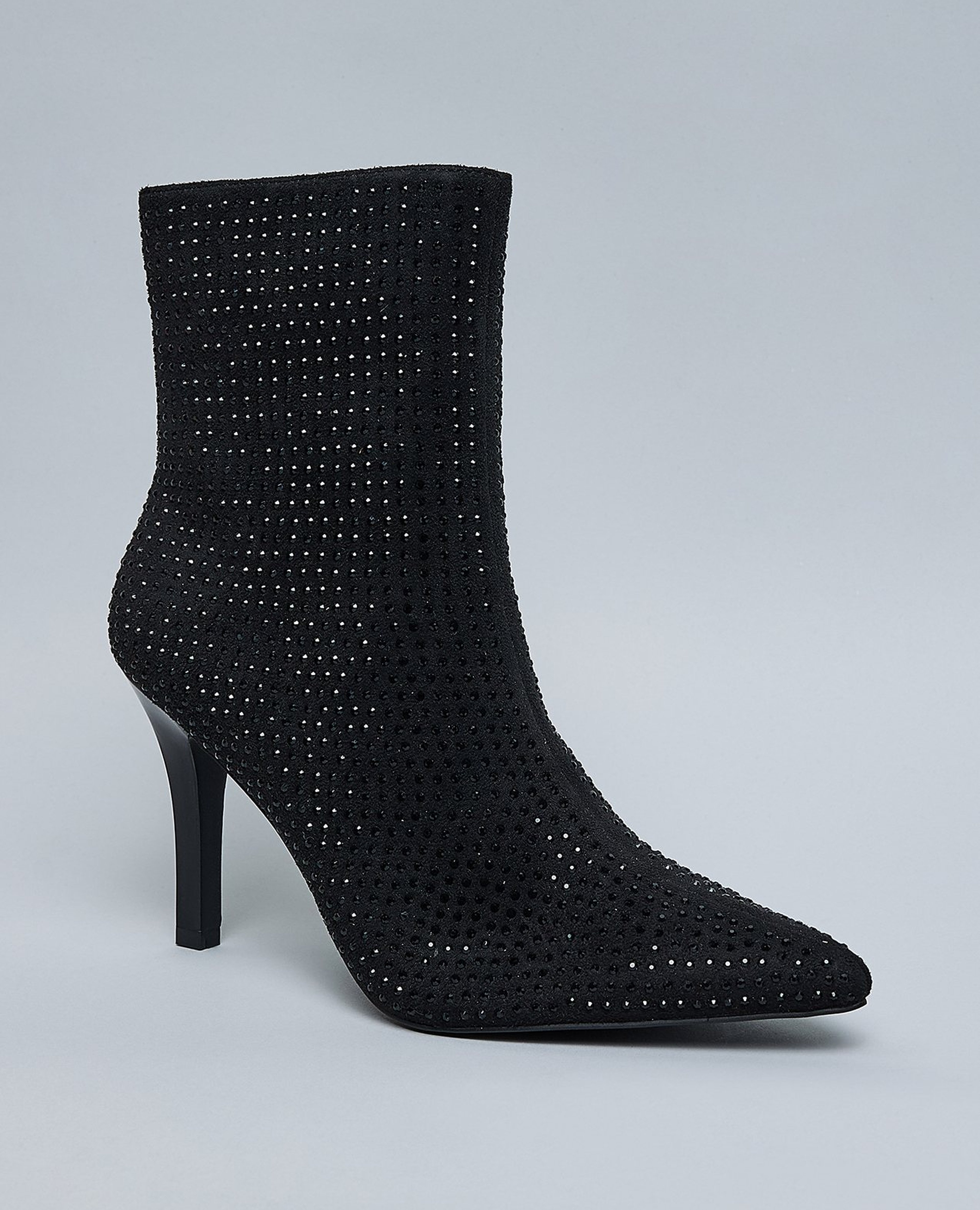 Embellished Pointed Toe Heeled Ankle Boots