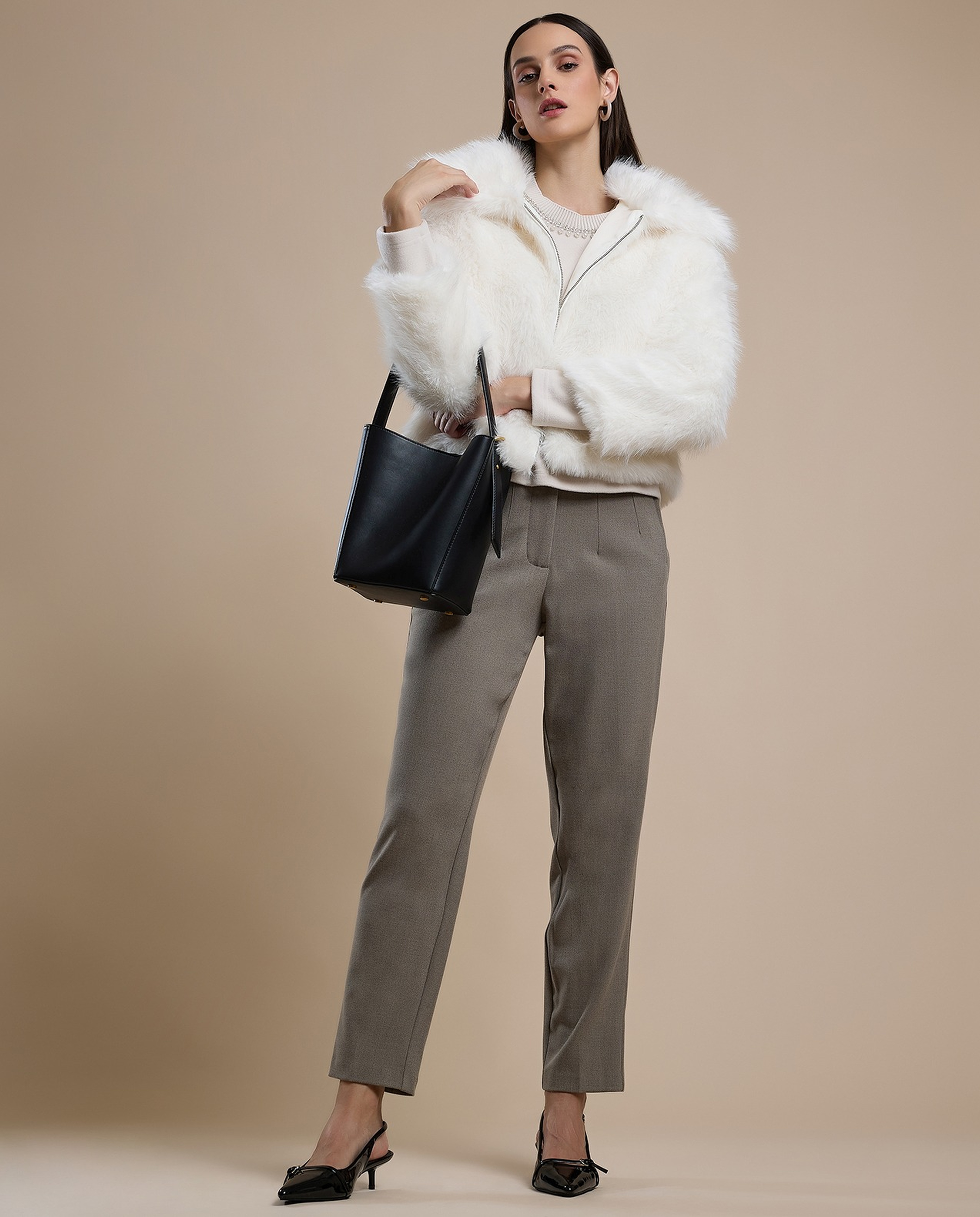 Furry Jacket with Zipper Closure