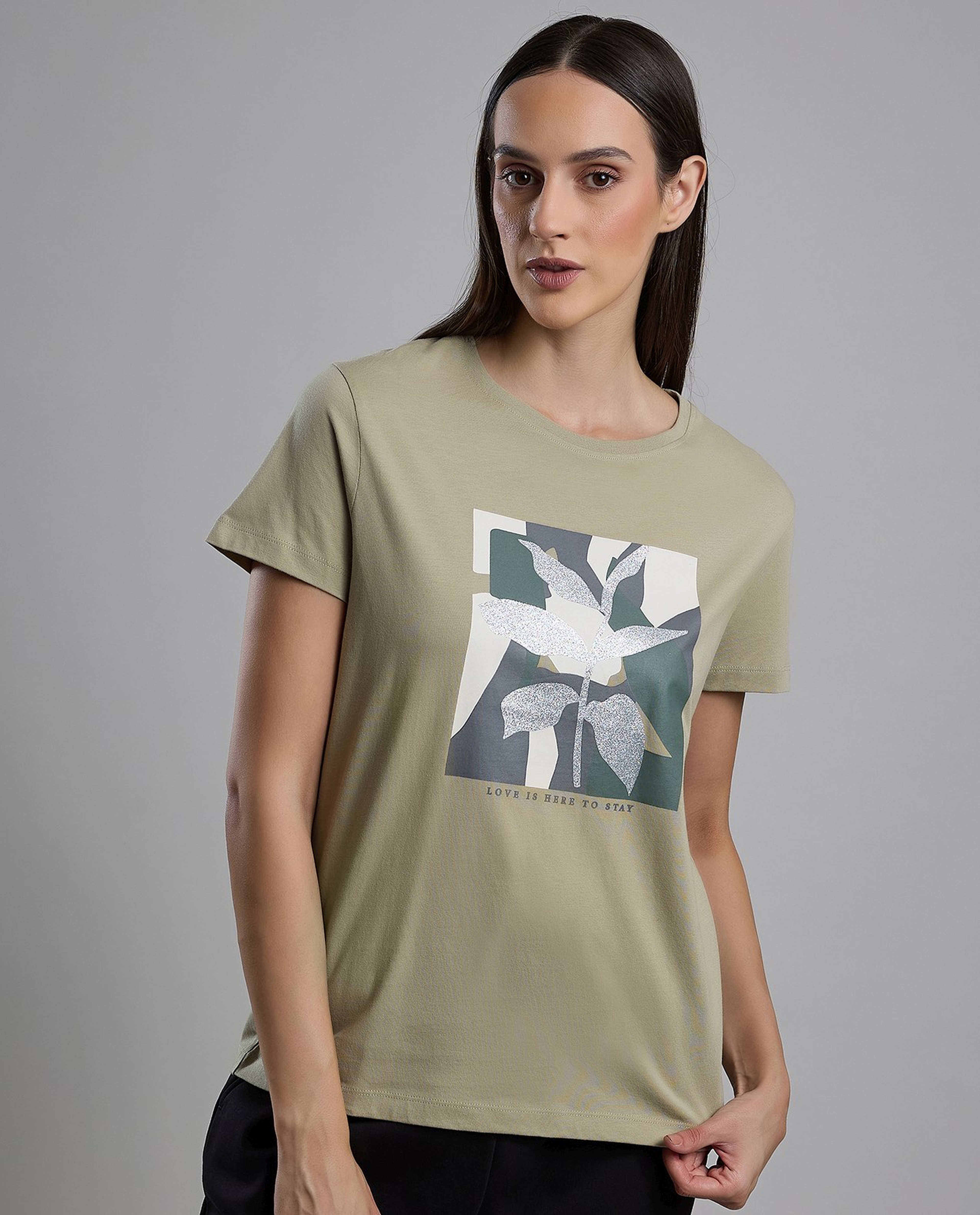 Printed T-Shirt with Crew Neck and Short Sleeves
