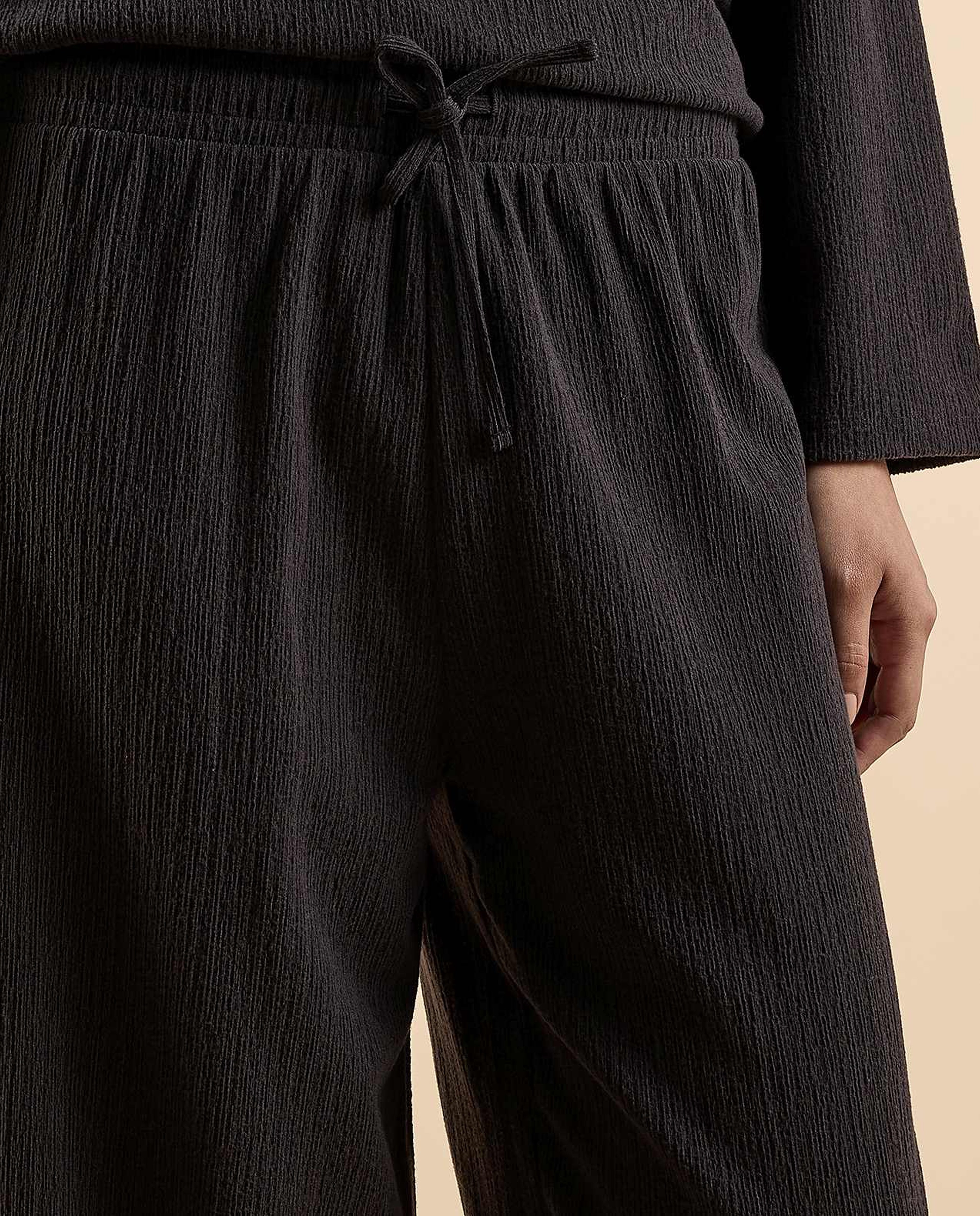 Ribbed Pants with Drawstring Waist