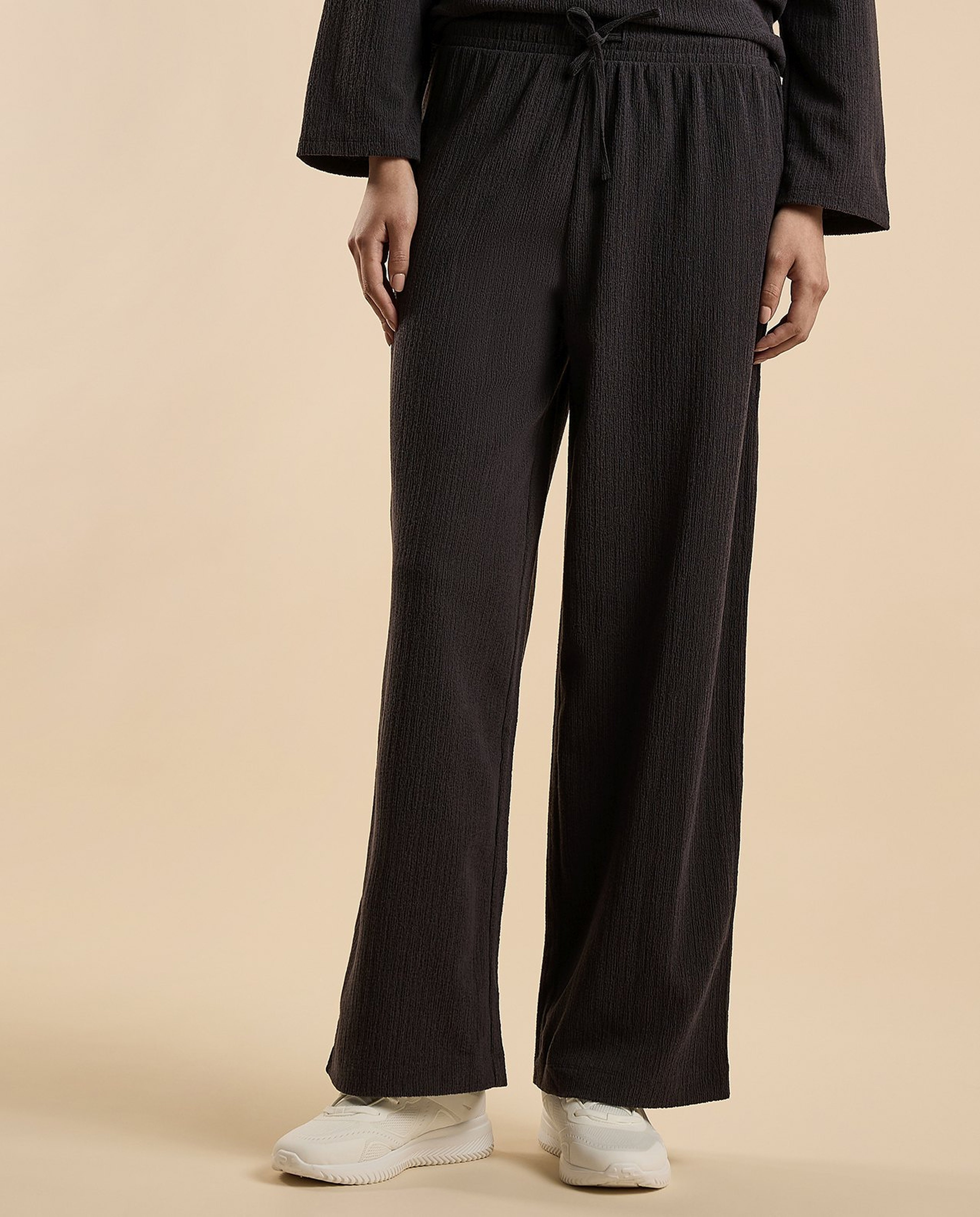 Ribbed Pants with Drawstring Waist