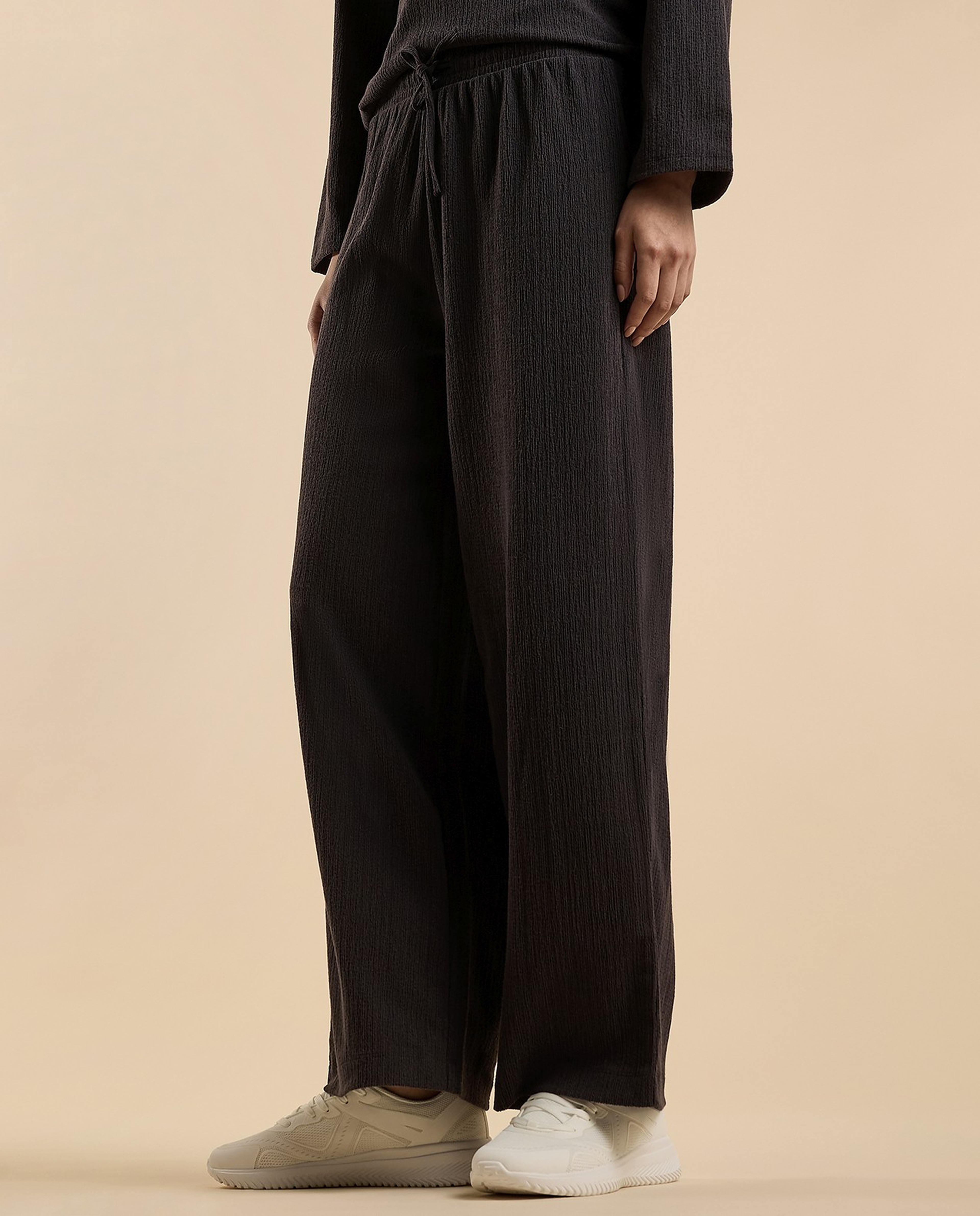 Ribbed Pants with Drawstring Waist