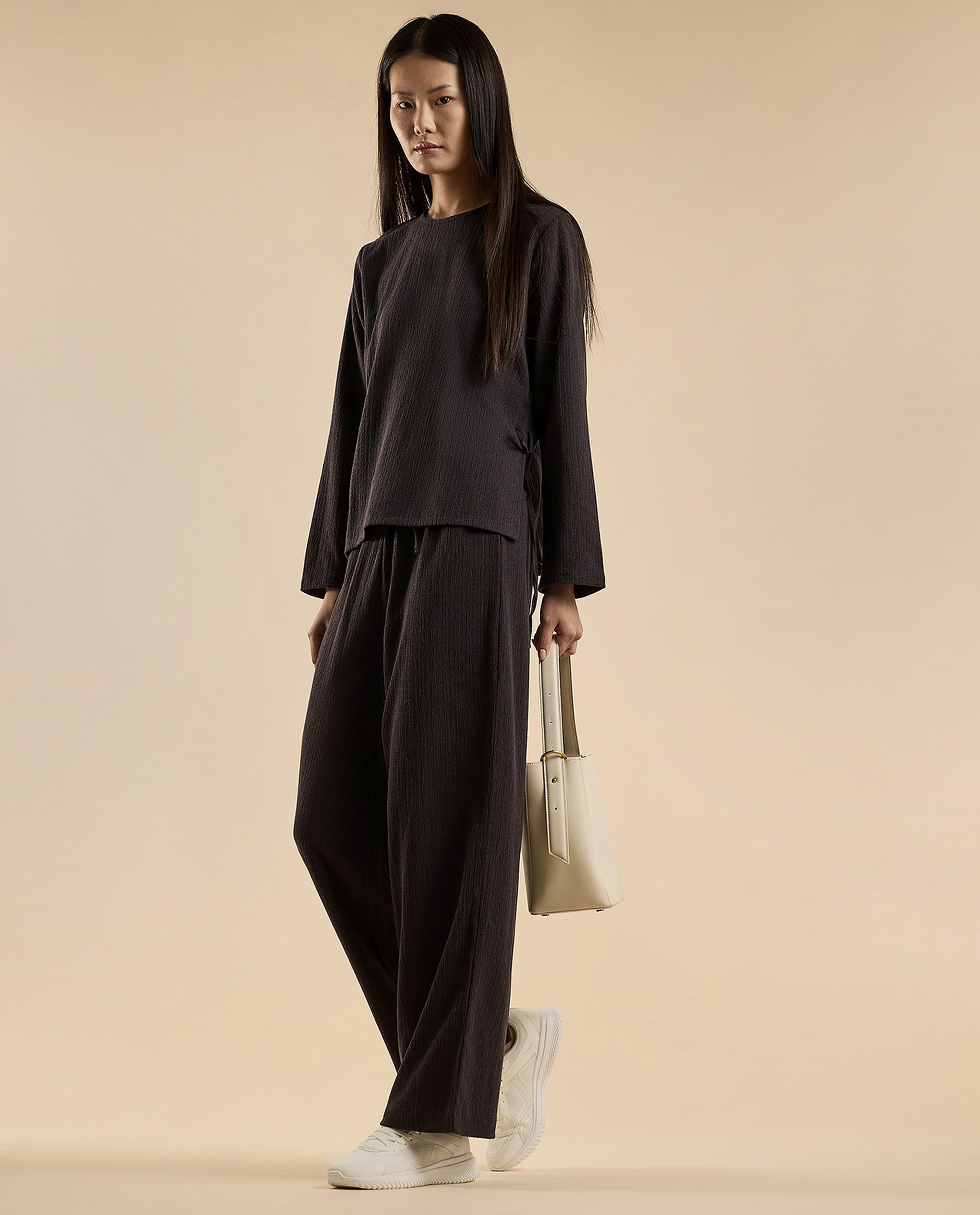 Ribbed Pants with Drawstring Waist