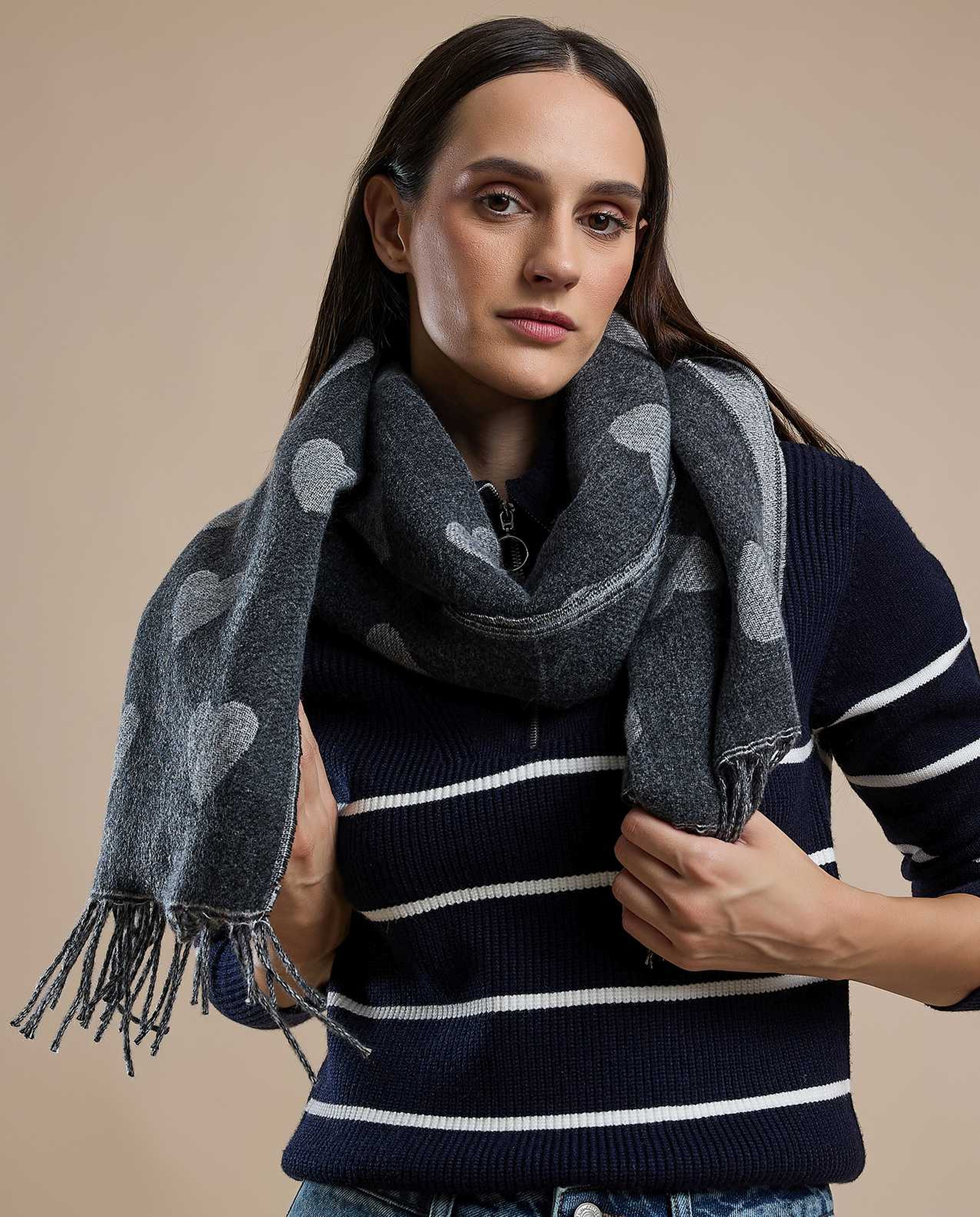 Heart Patterned Scarf