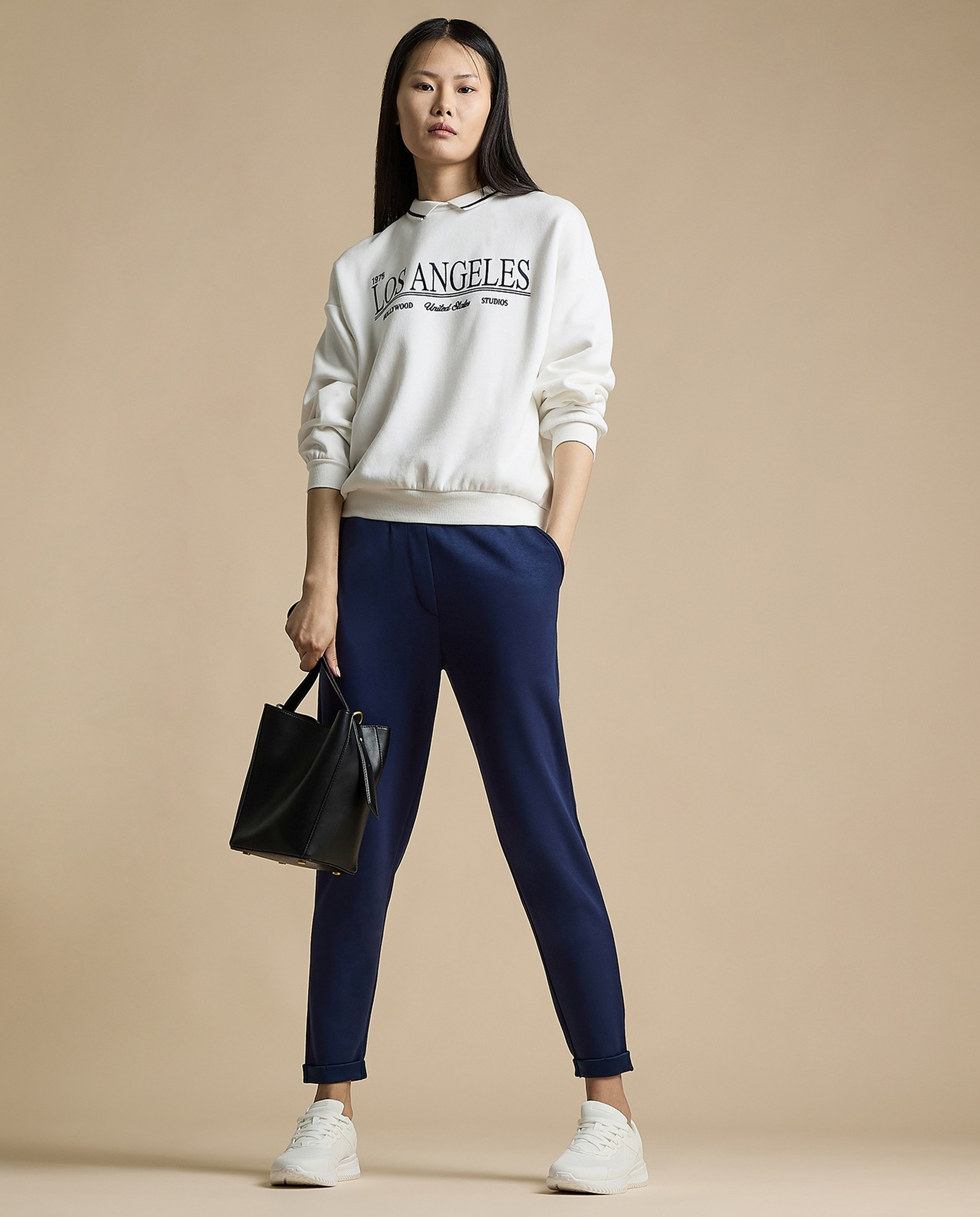 Typography Print Collared Sweatshirt with Long Sleeves