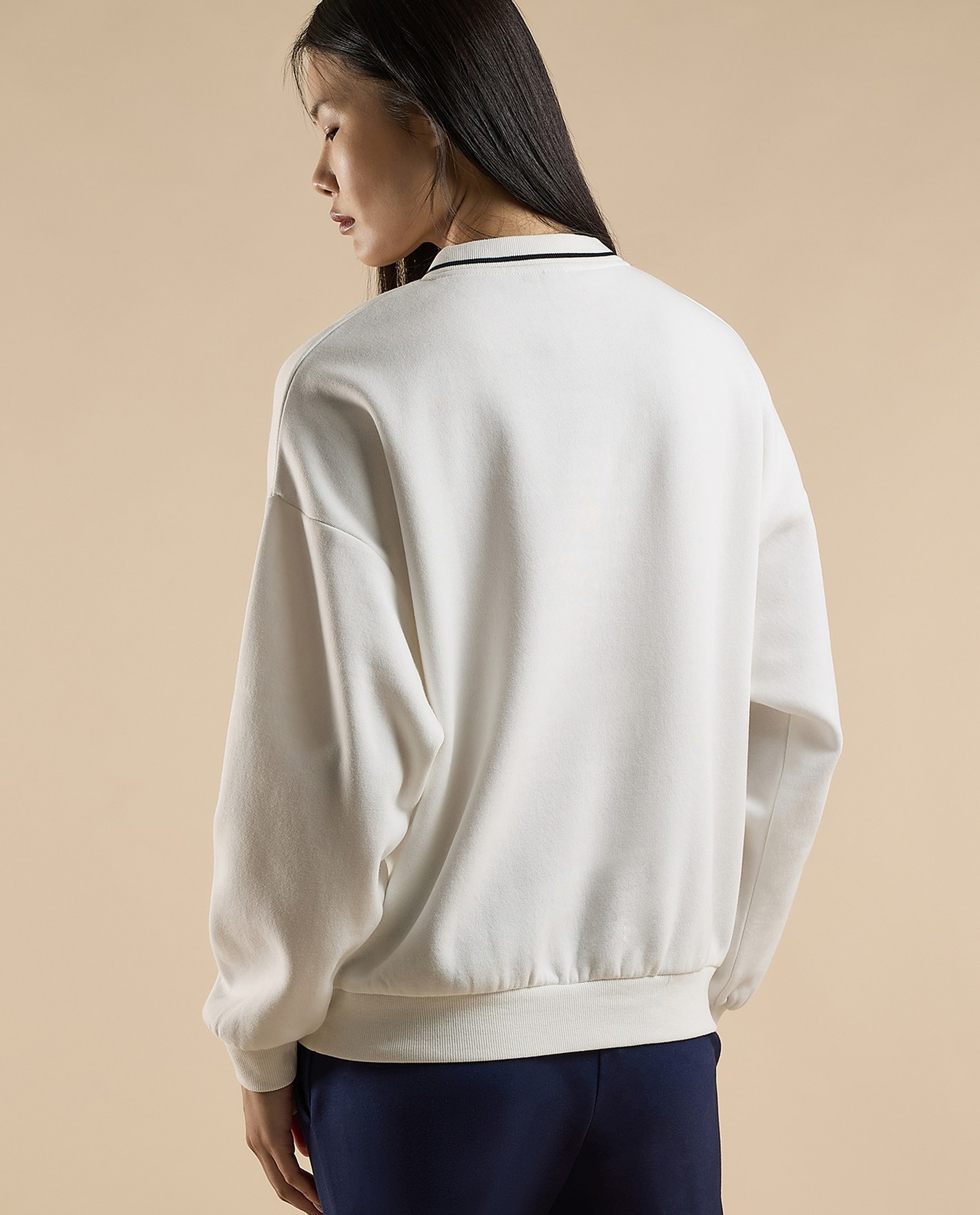 Typography Print Collared Sweatshirt with Long Sleeves