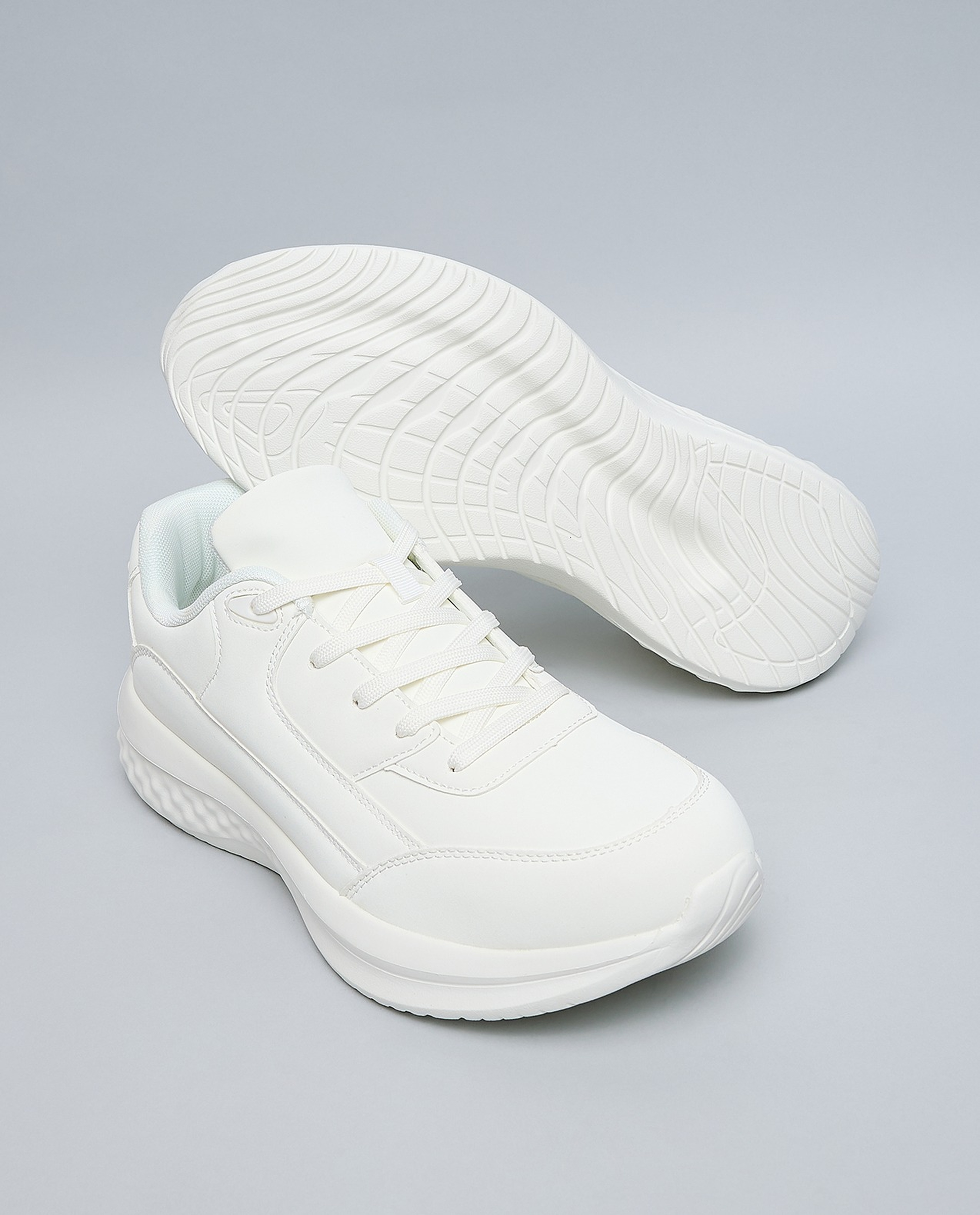 Solid Lace Up Sports Shoes