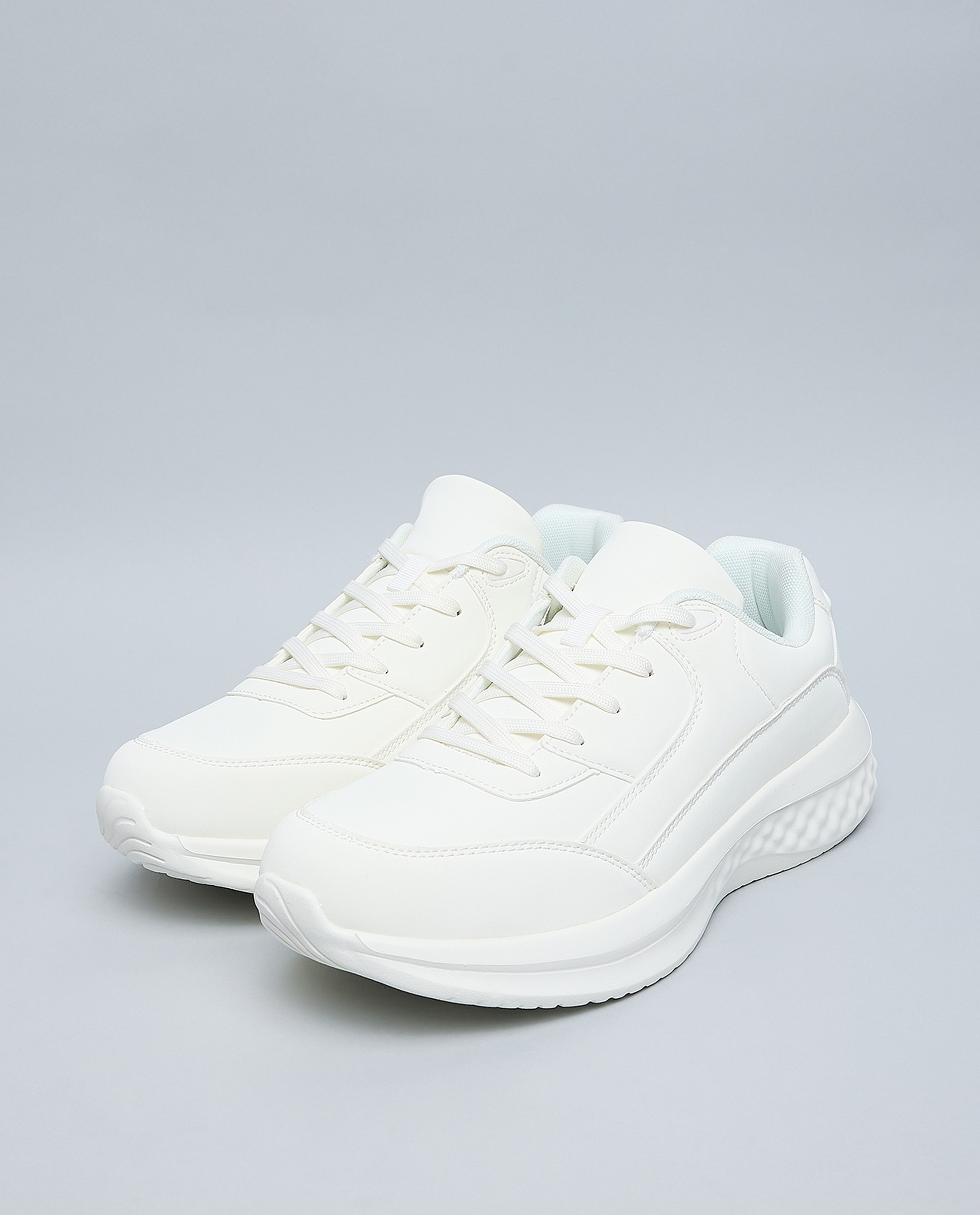 Solid Lace Up Sports Shoes