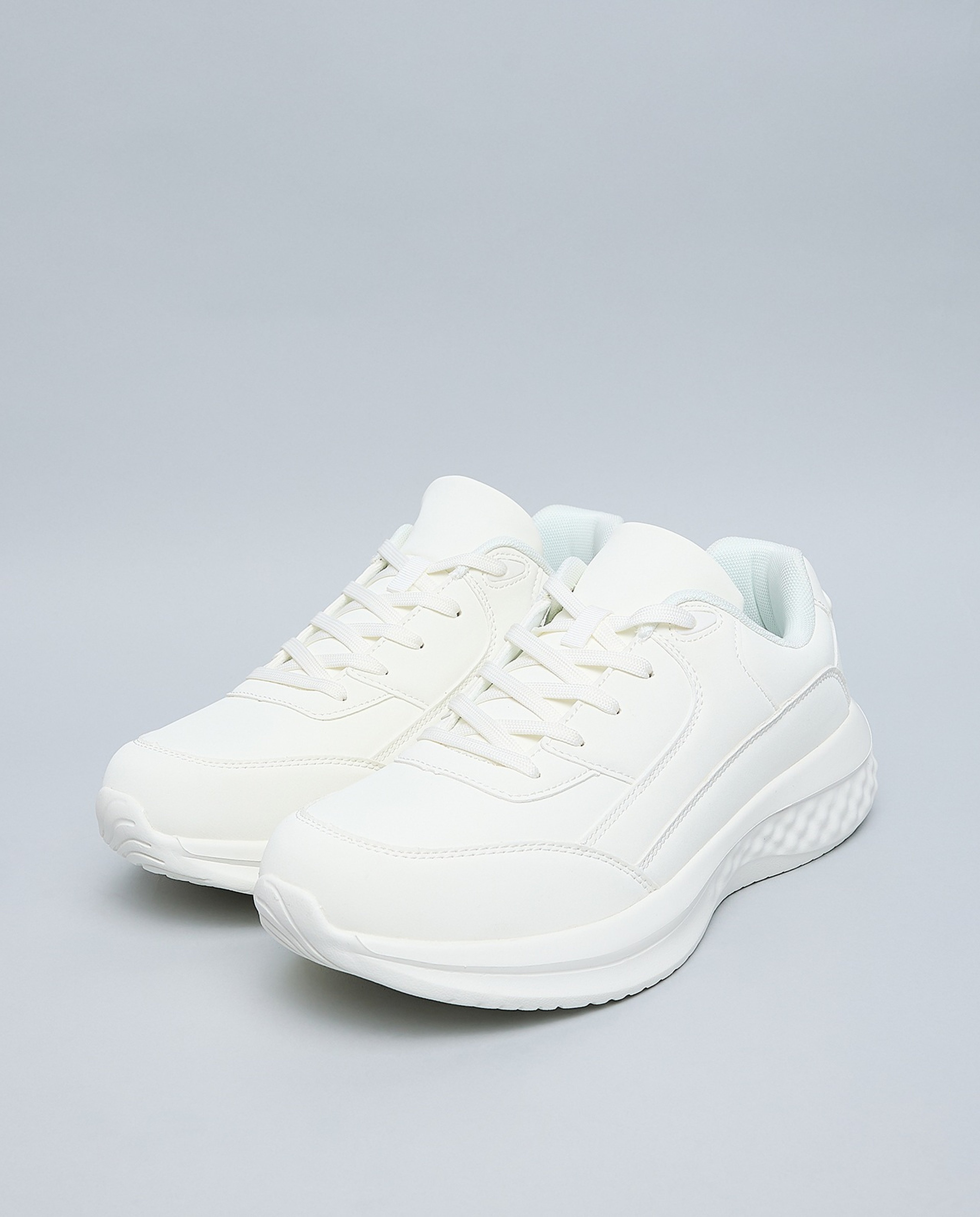 Solid Lace Up Sports Shoes