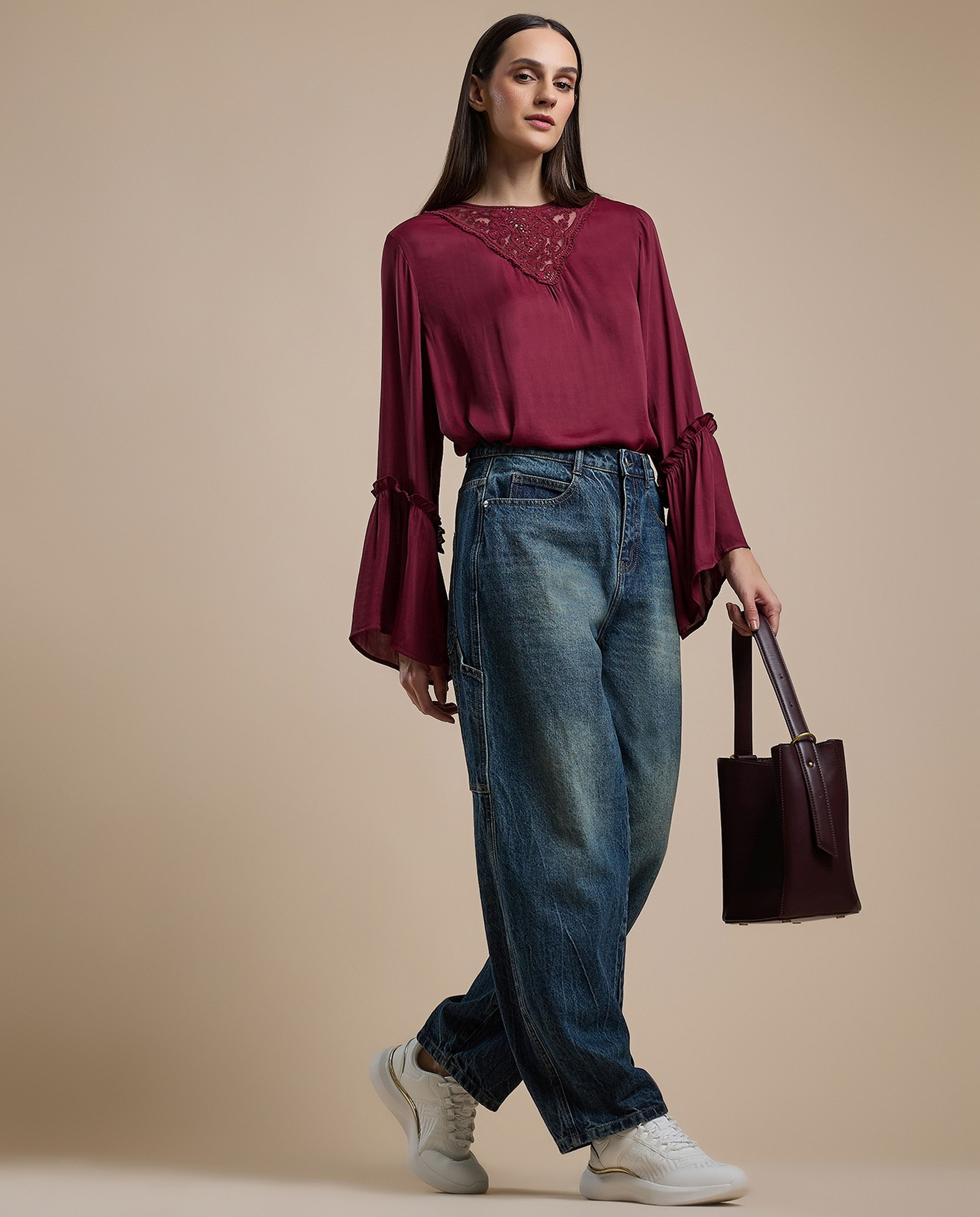 Faded Skater Jeans with Button Closure