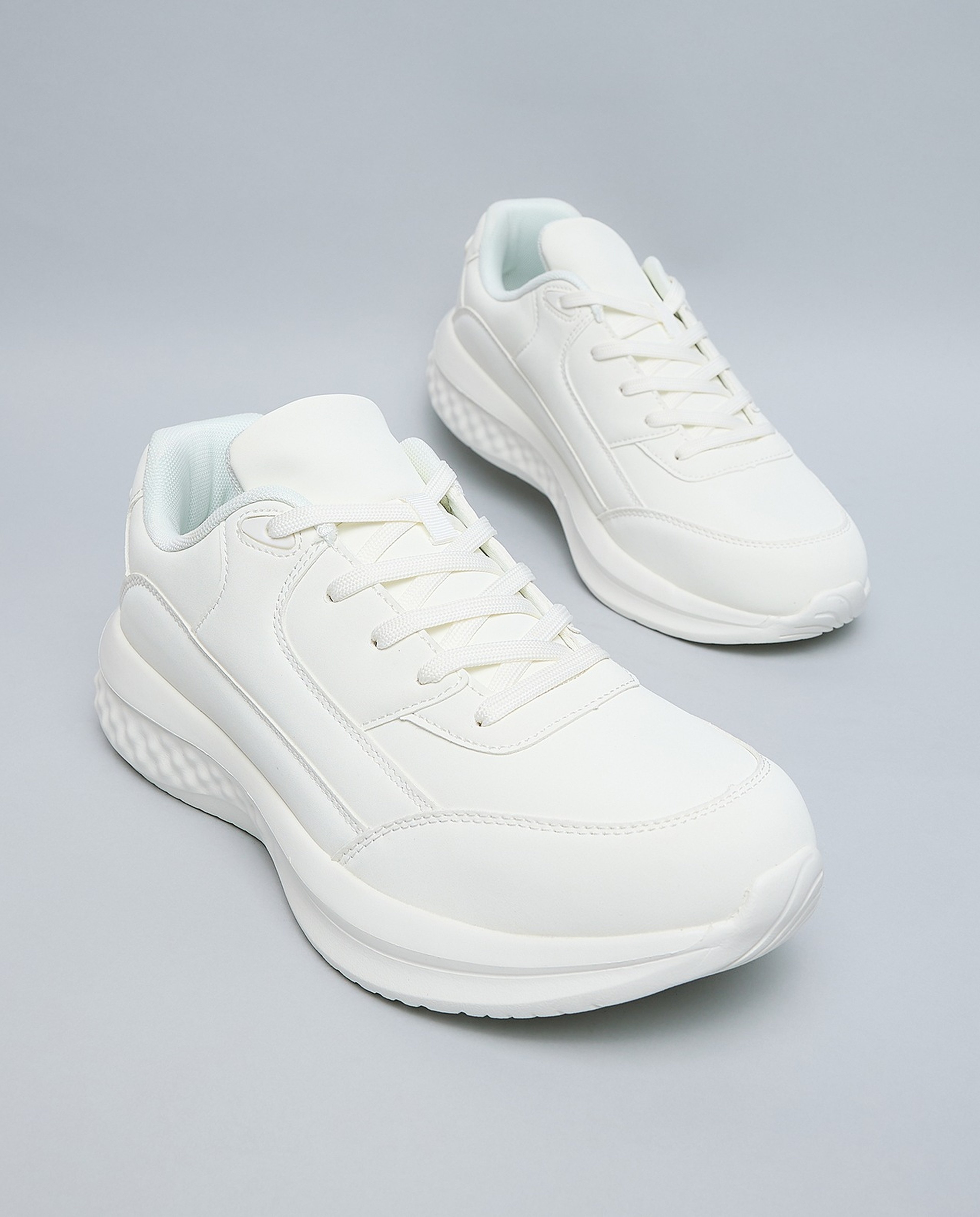 Solid Lace Up Sports Shoes