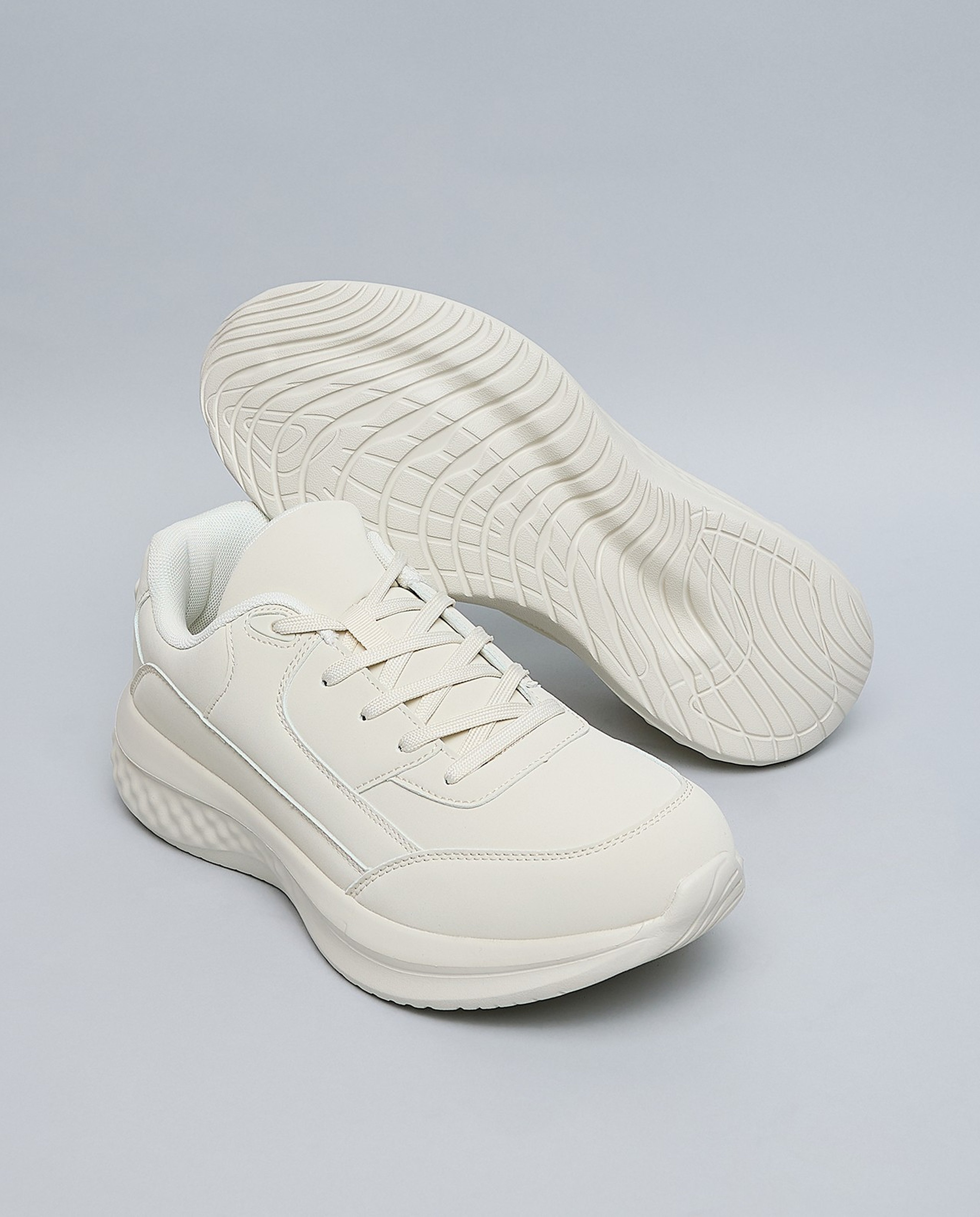 Solid Lace Up Sports Shoes