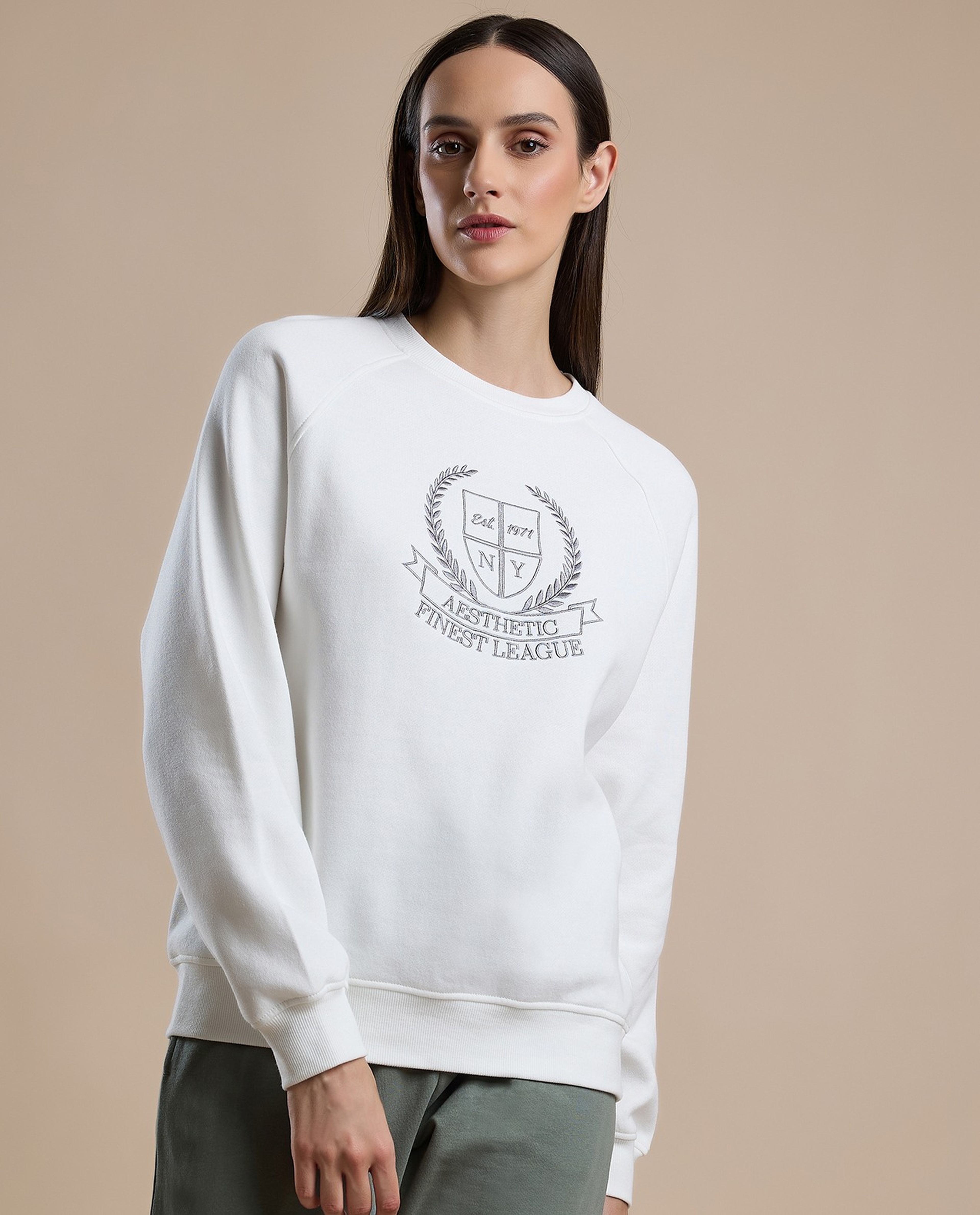 Printed Sweatshirt with Crew Neck and Long Sleeves