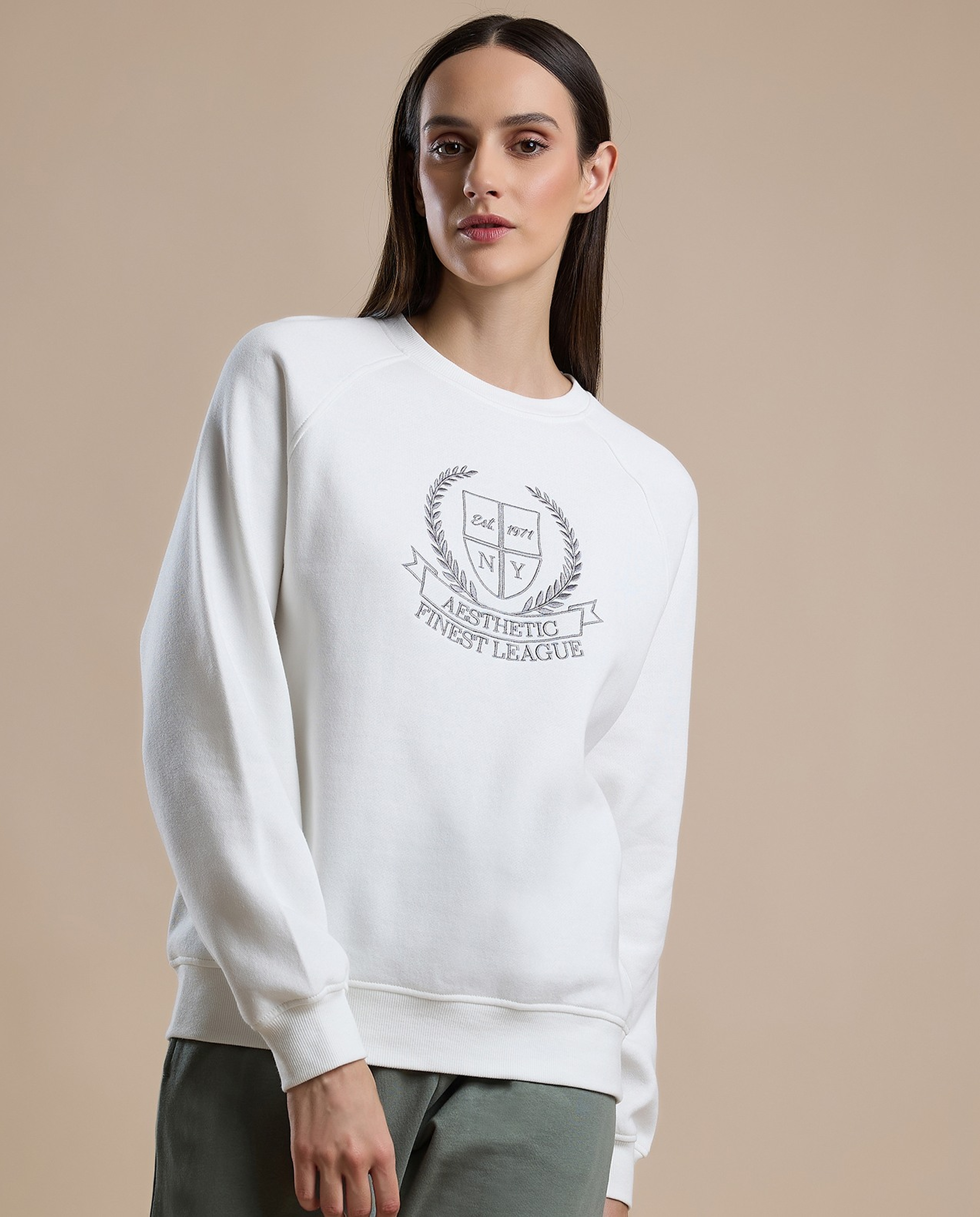 Printed Sweatshirt with Crew Neck and Long Sleeves