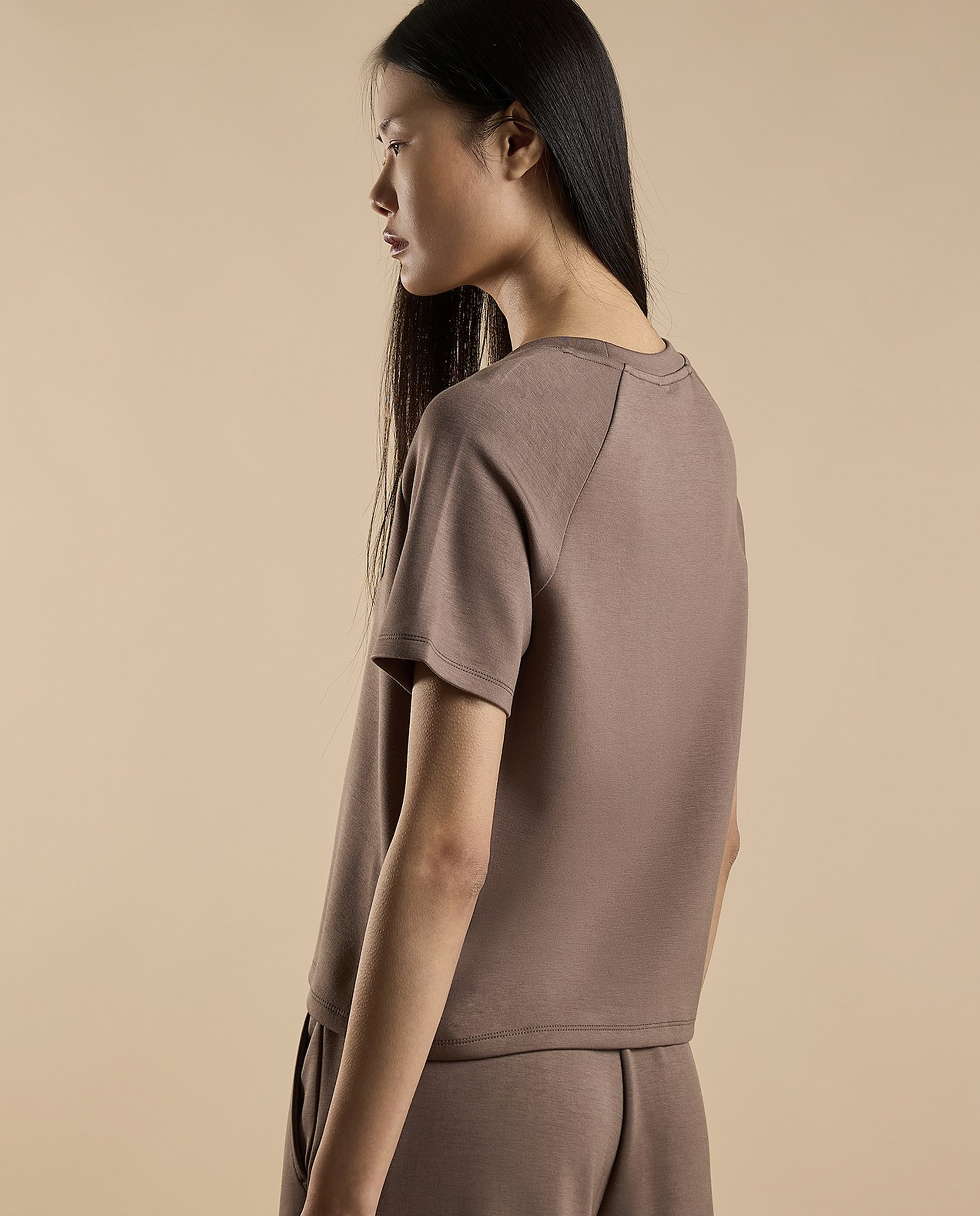 Solid T-Shirt with Crew Neck and Raglan Sleeves