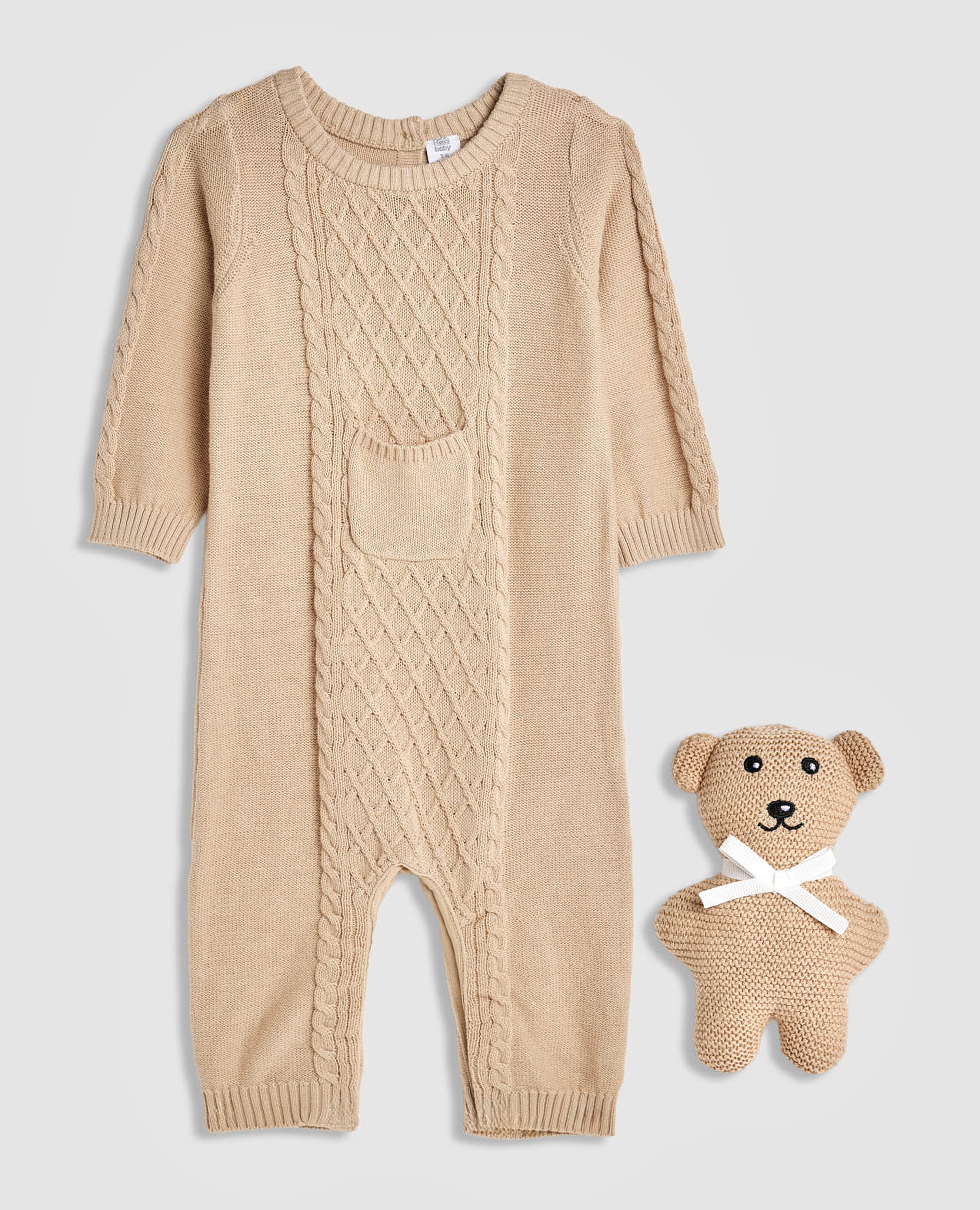 Knitted Sleepsuit with Toy Set