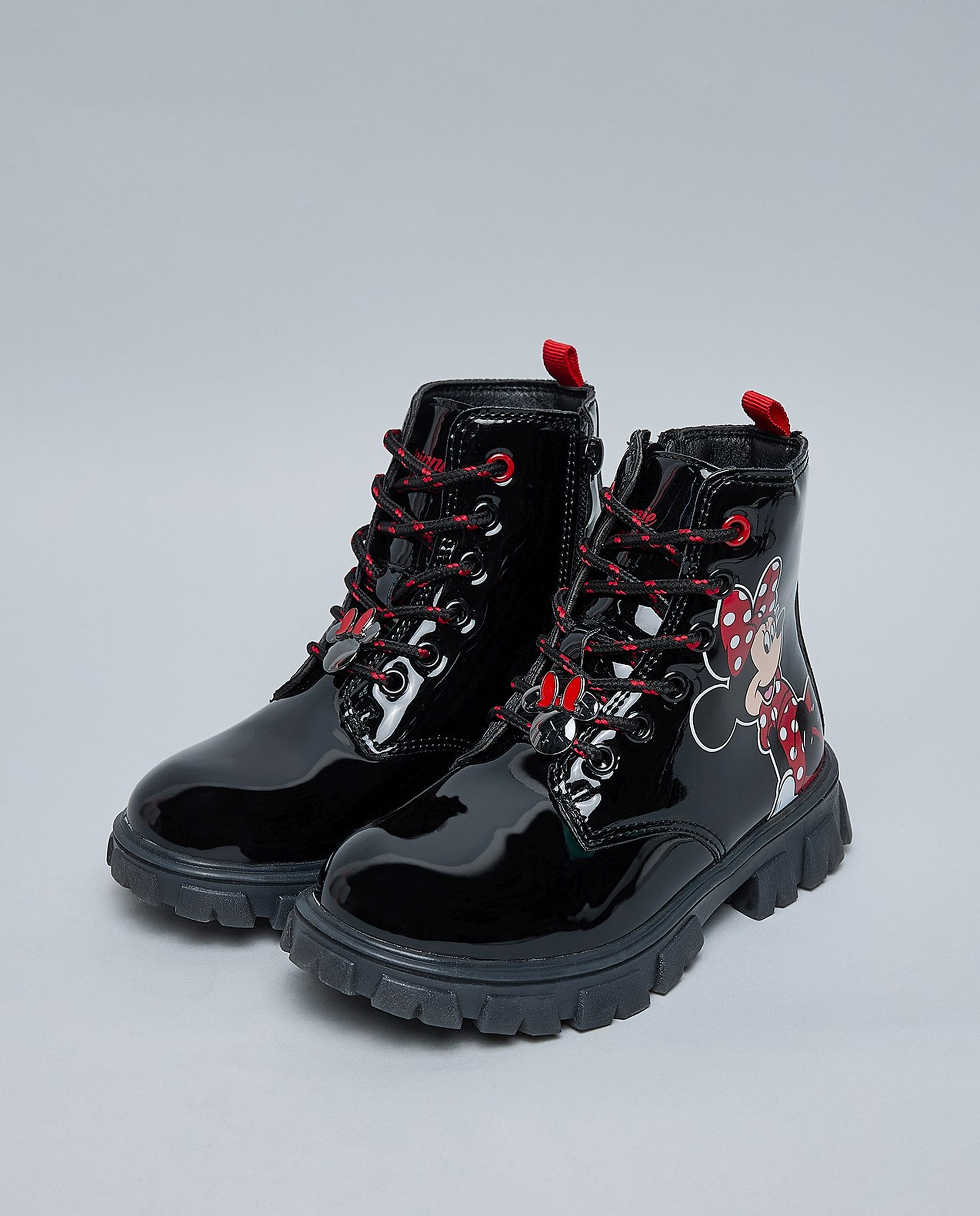 Minnie Mouse Printed Lace Up Ankle Boots