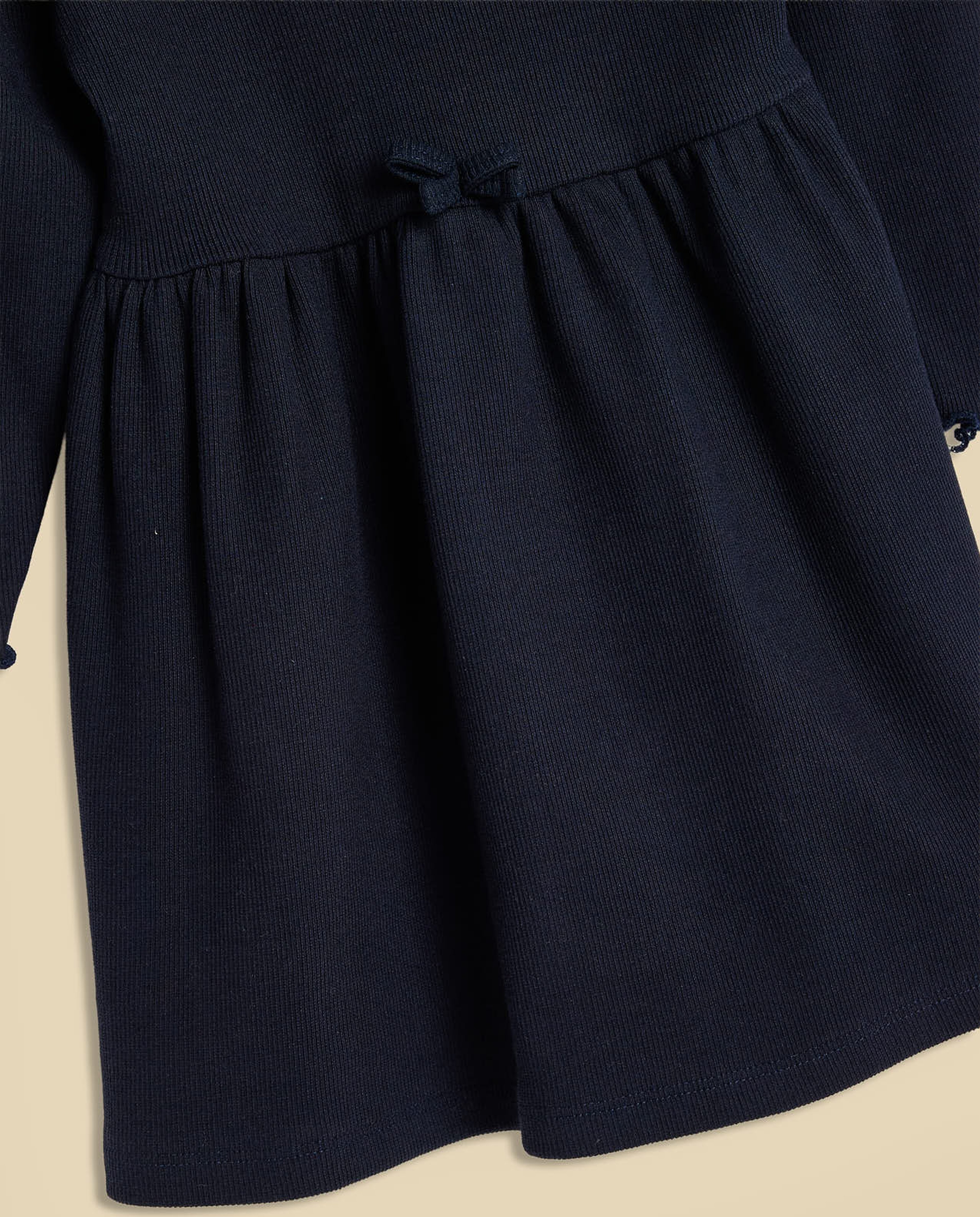 Embroidery Detail Dress with Crew Neck and Long Sleeves