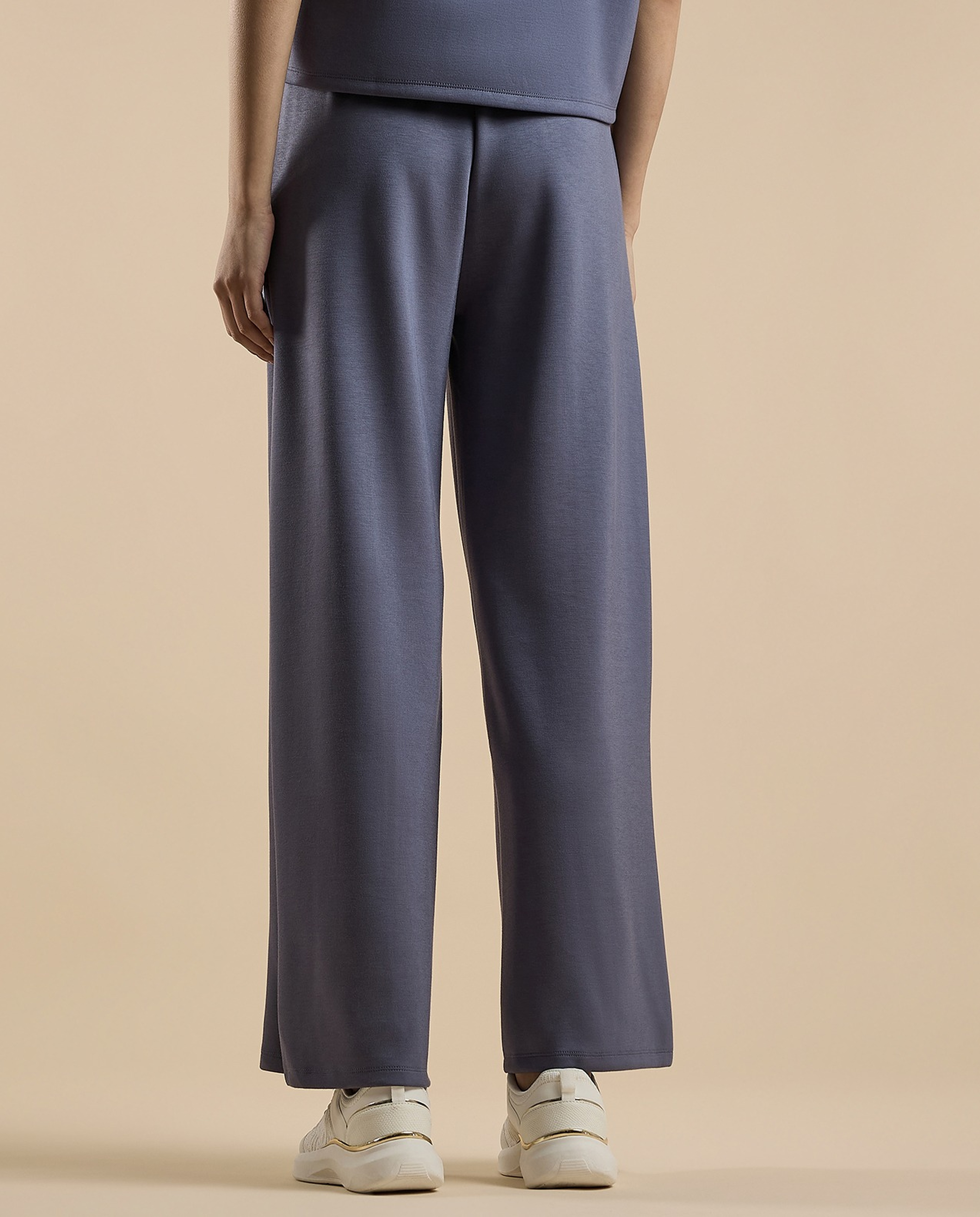 Solid Wide Leg Pants with Drawstring Waist
