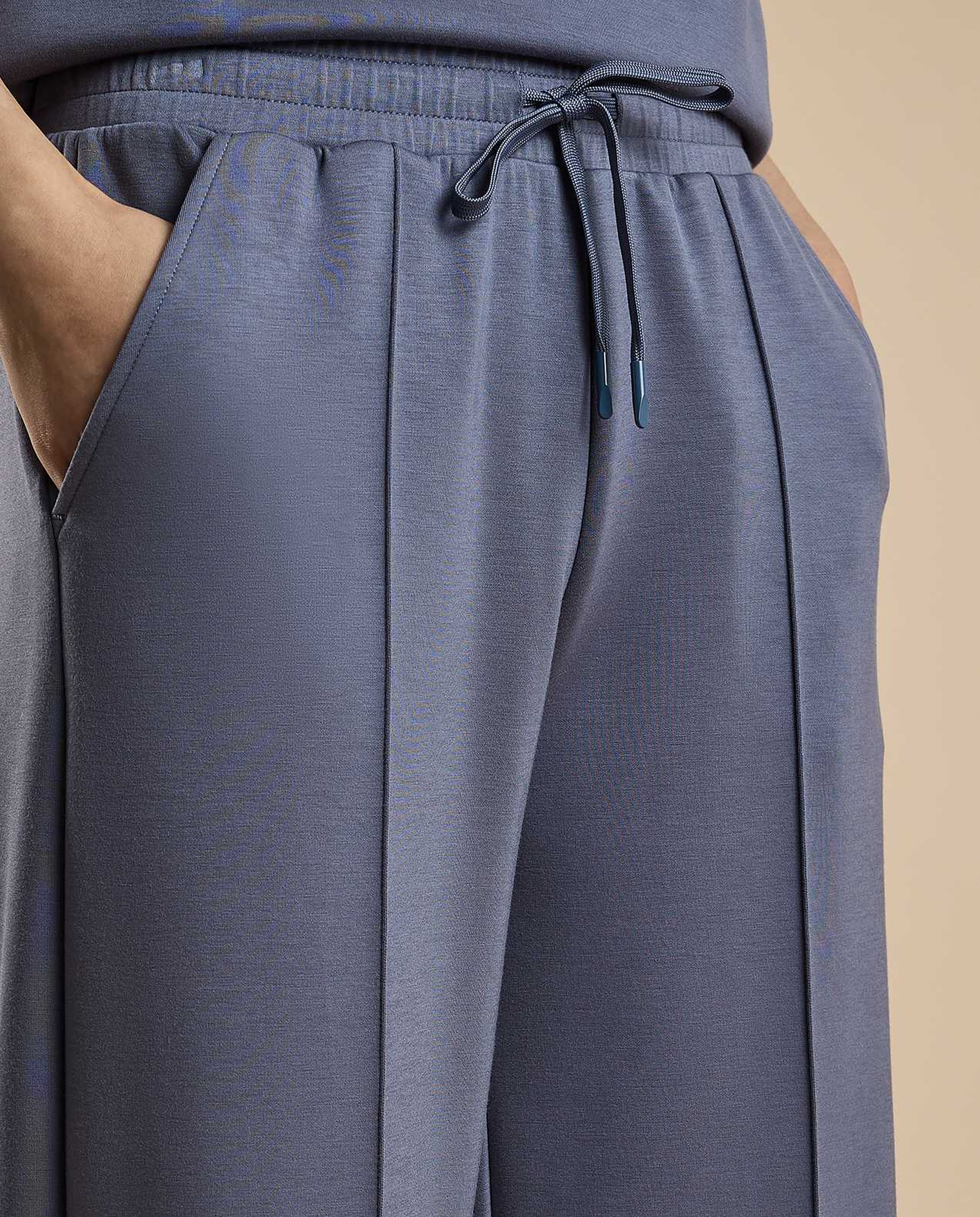 Solid Wide Leg Pants with Drawstring Waist