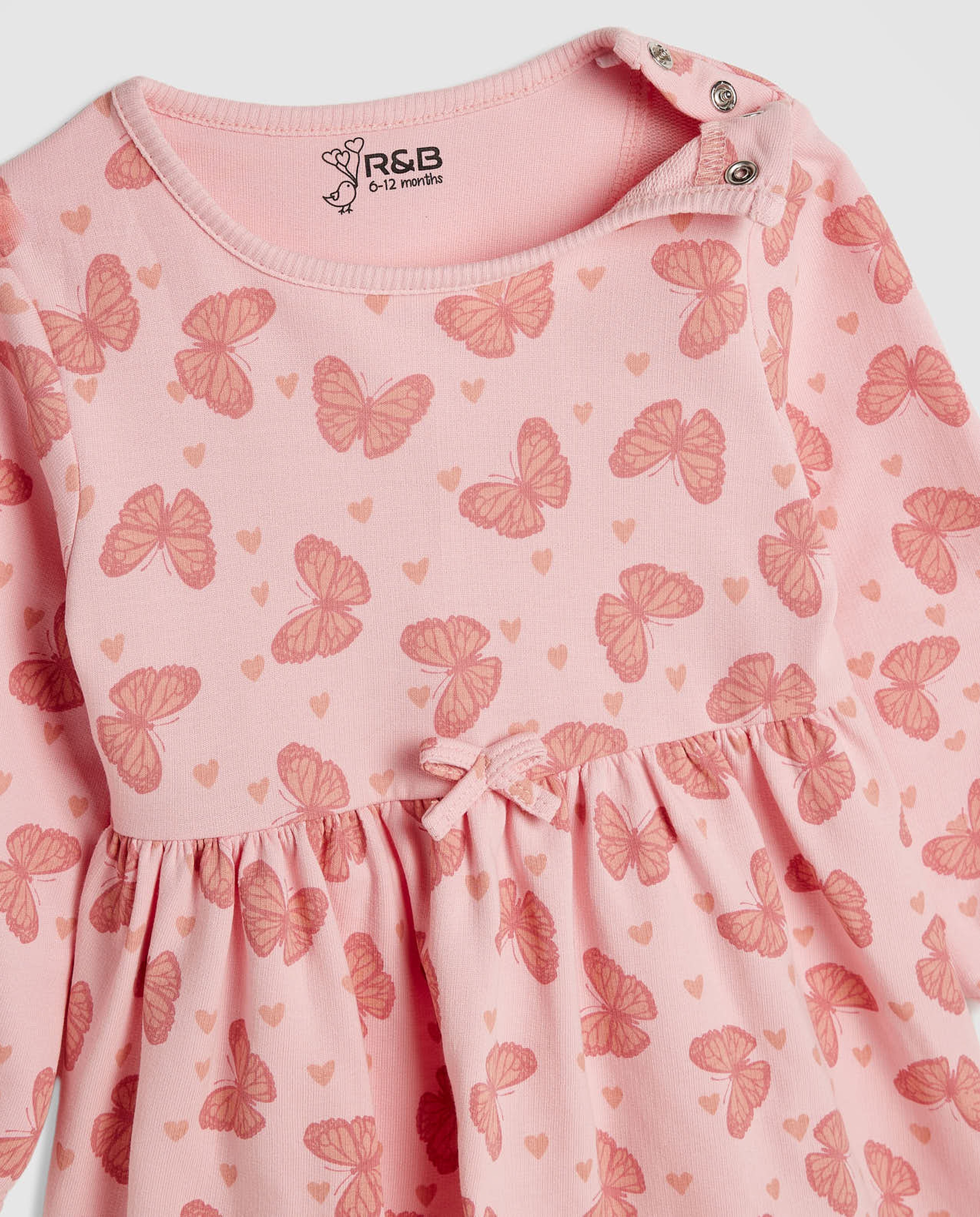 Printed Dress with Crew Neck and Long Sleeves