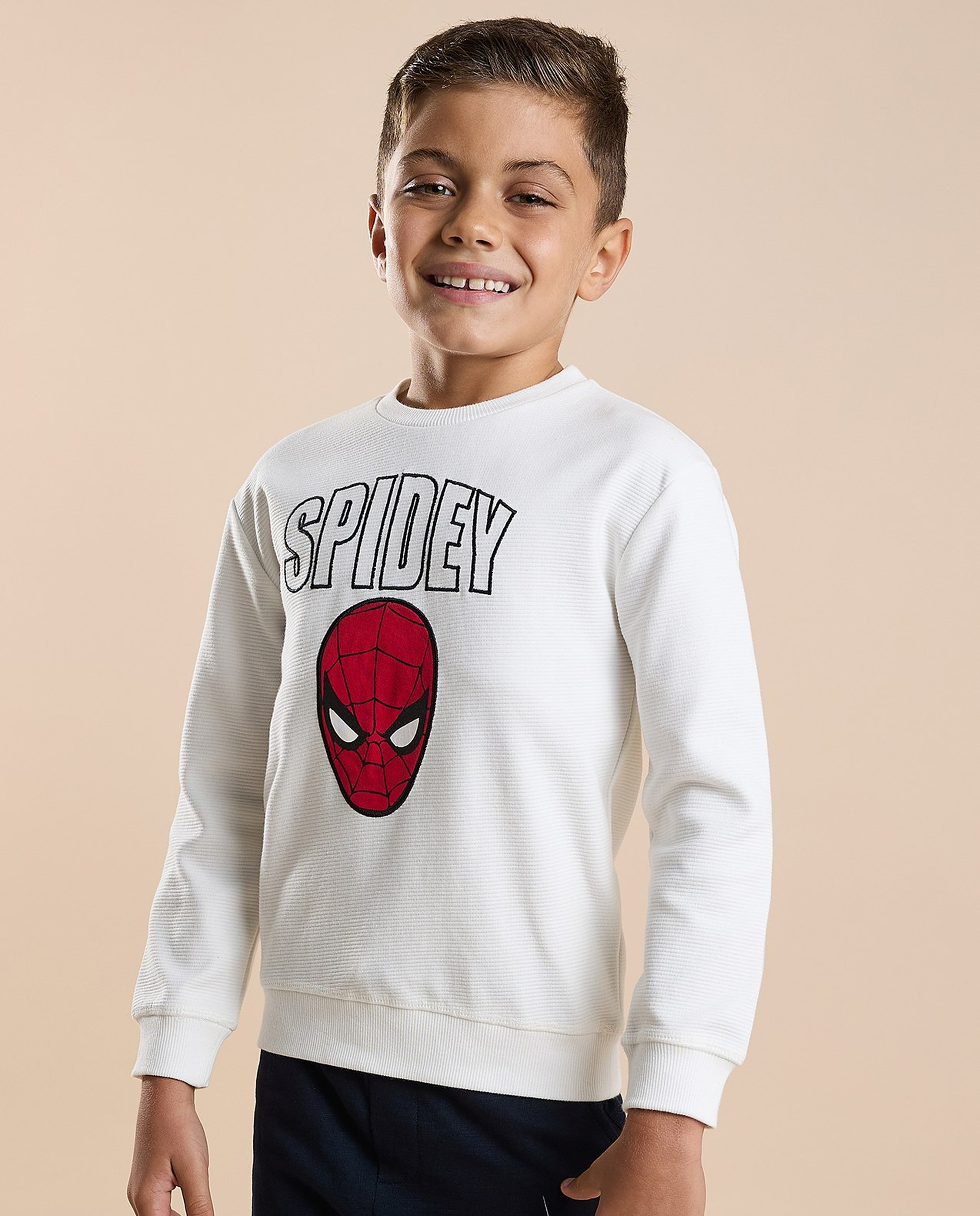 Spider-Man Print Sweatshirt with Crew Neck and Long Sleeves