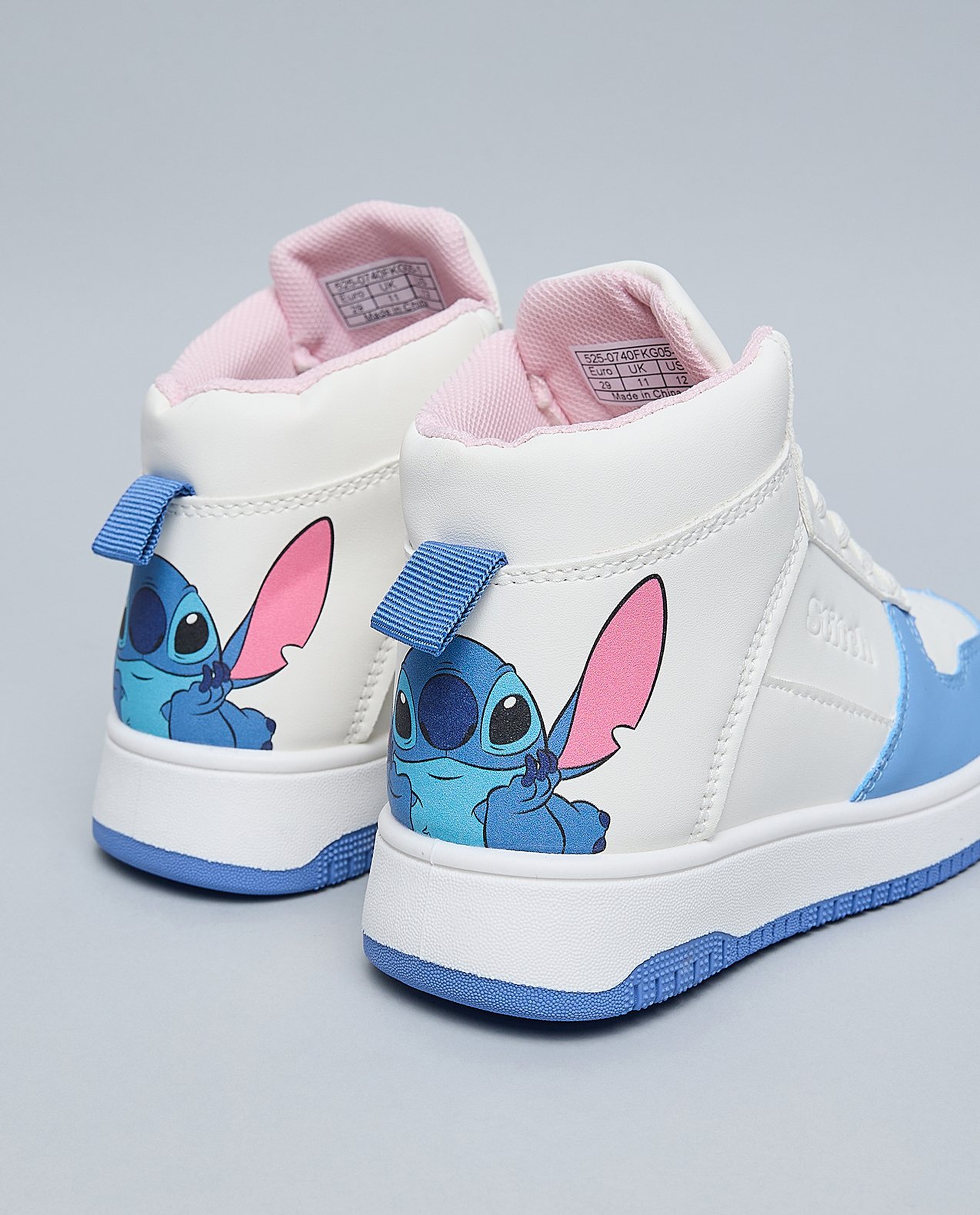 Stitch Printed Lace Up High Top Sneakers