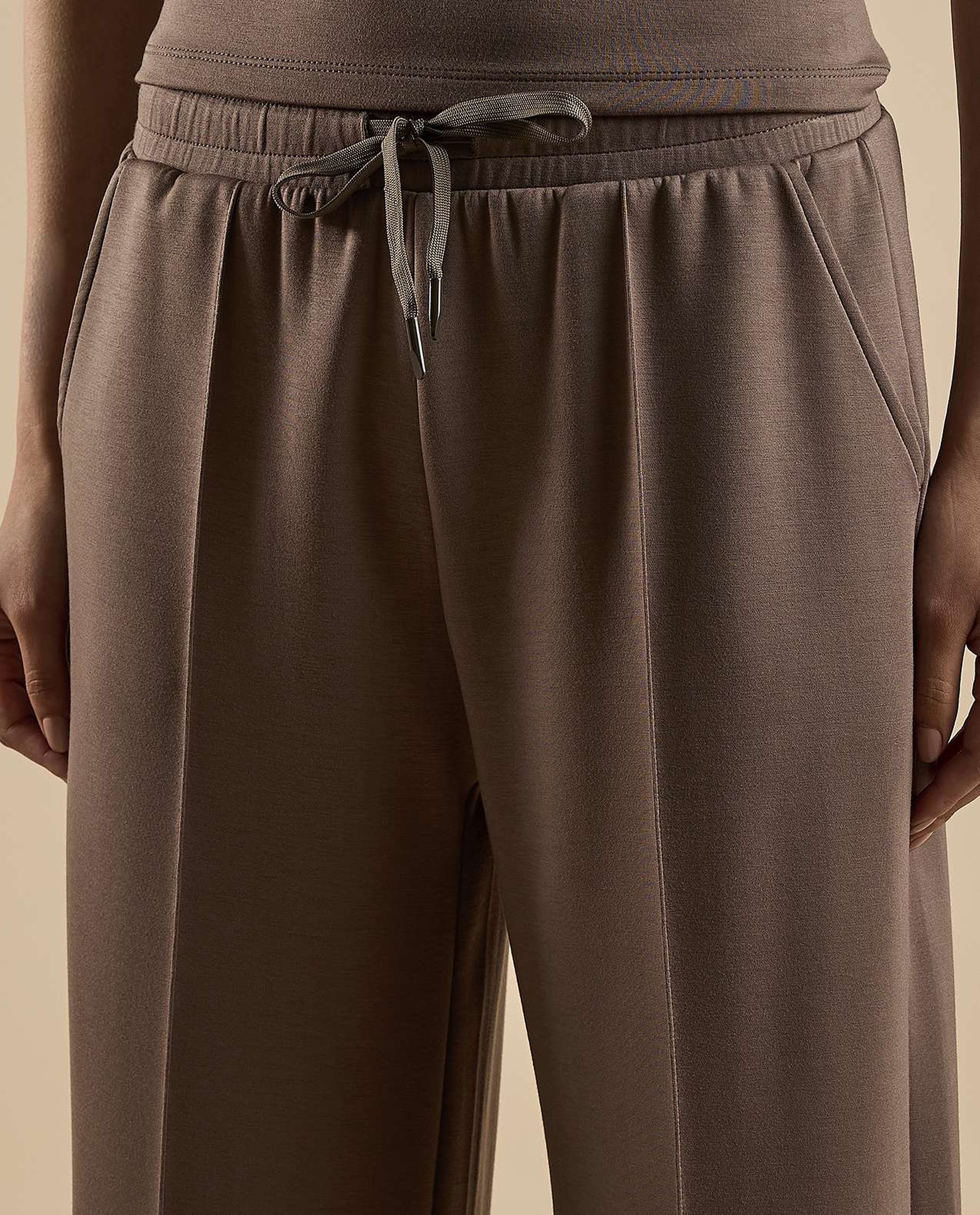 Solid Wide Leg Pants with Drawstring Waist