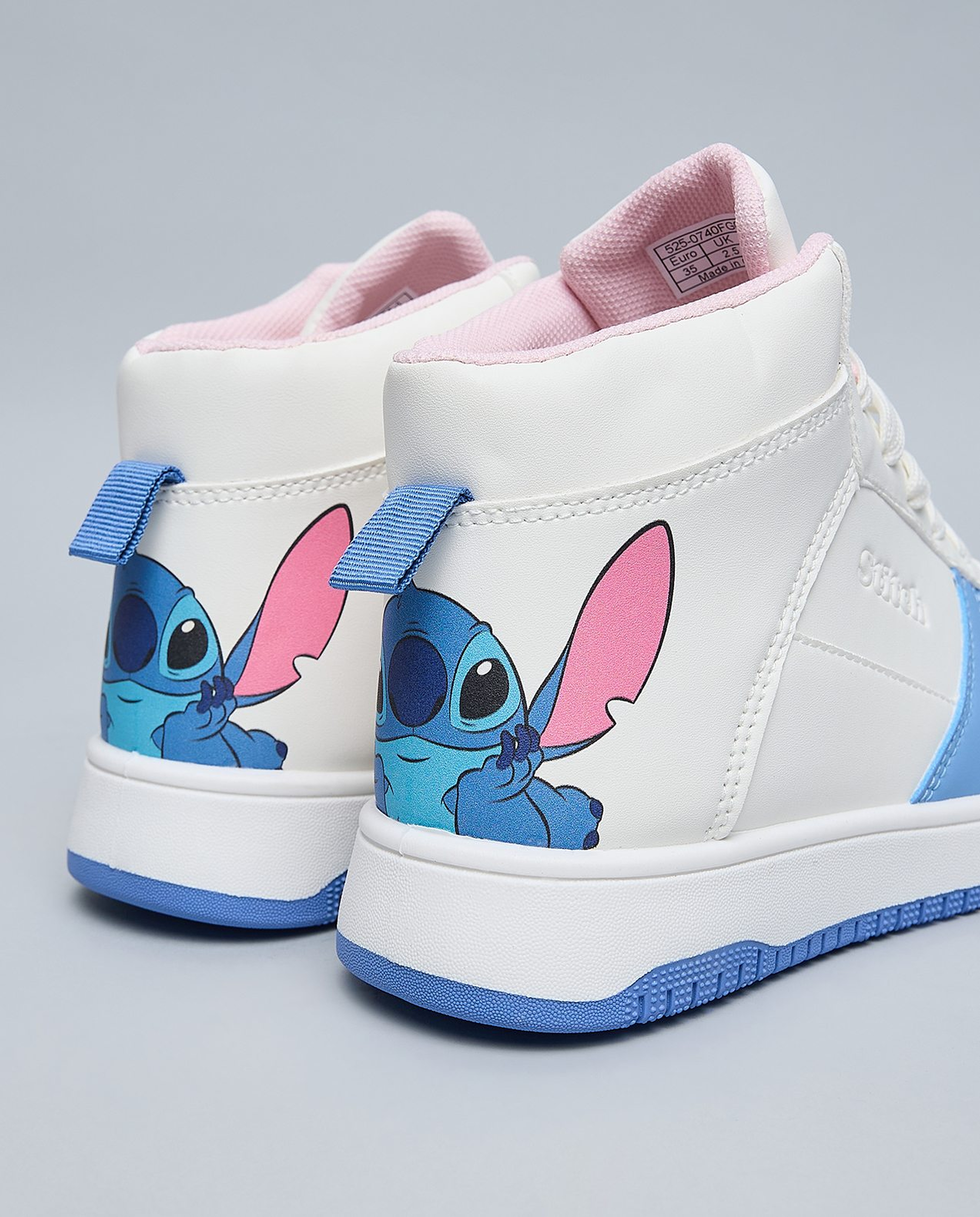 Stitch Printed Lace Up High Top Sneakers