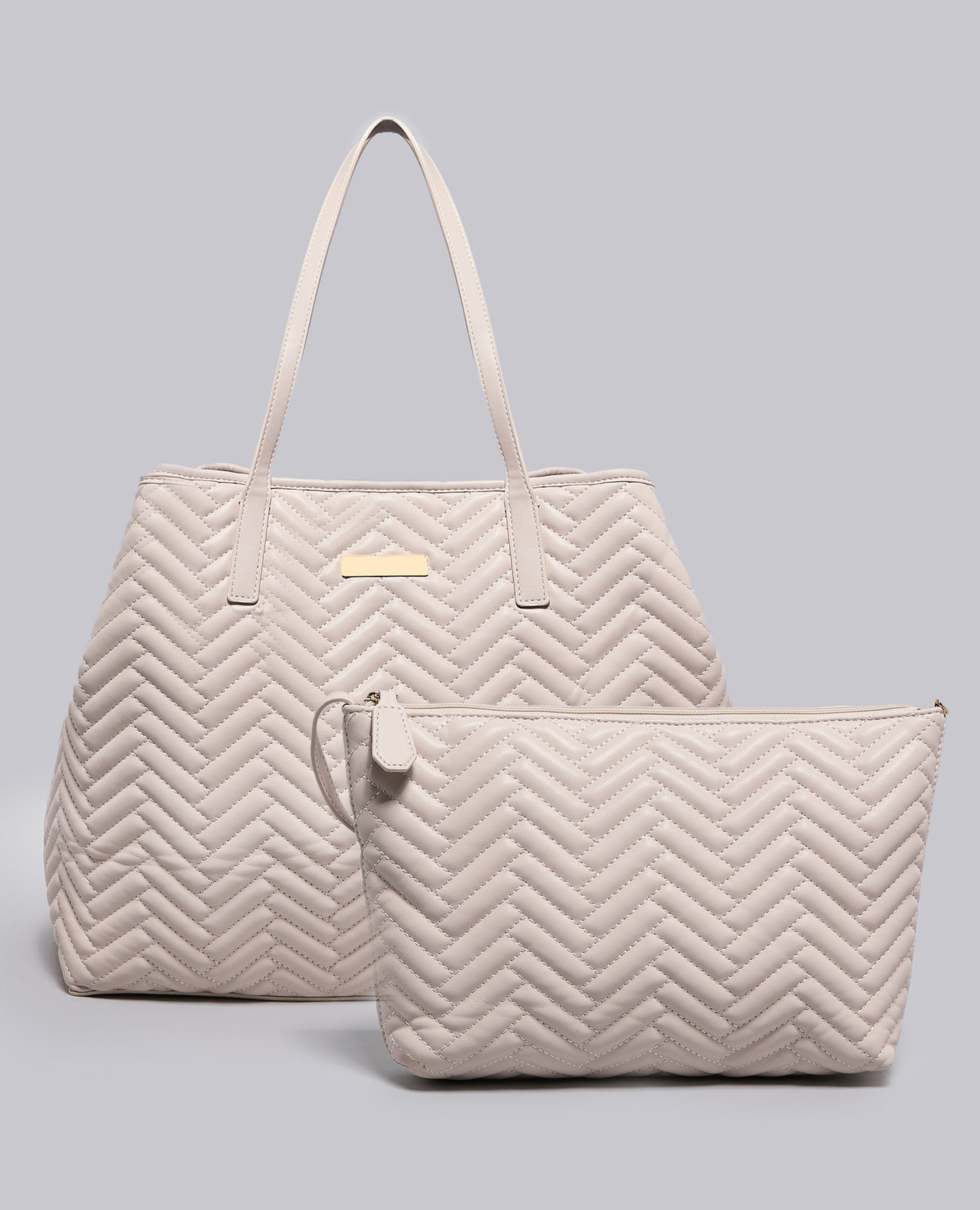 Quilted Shoulder Bag with Pouch