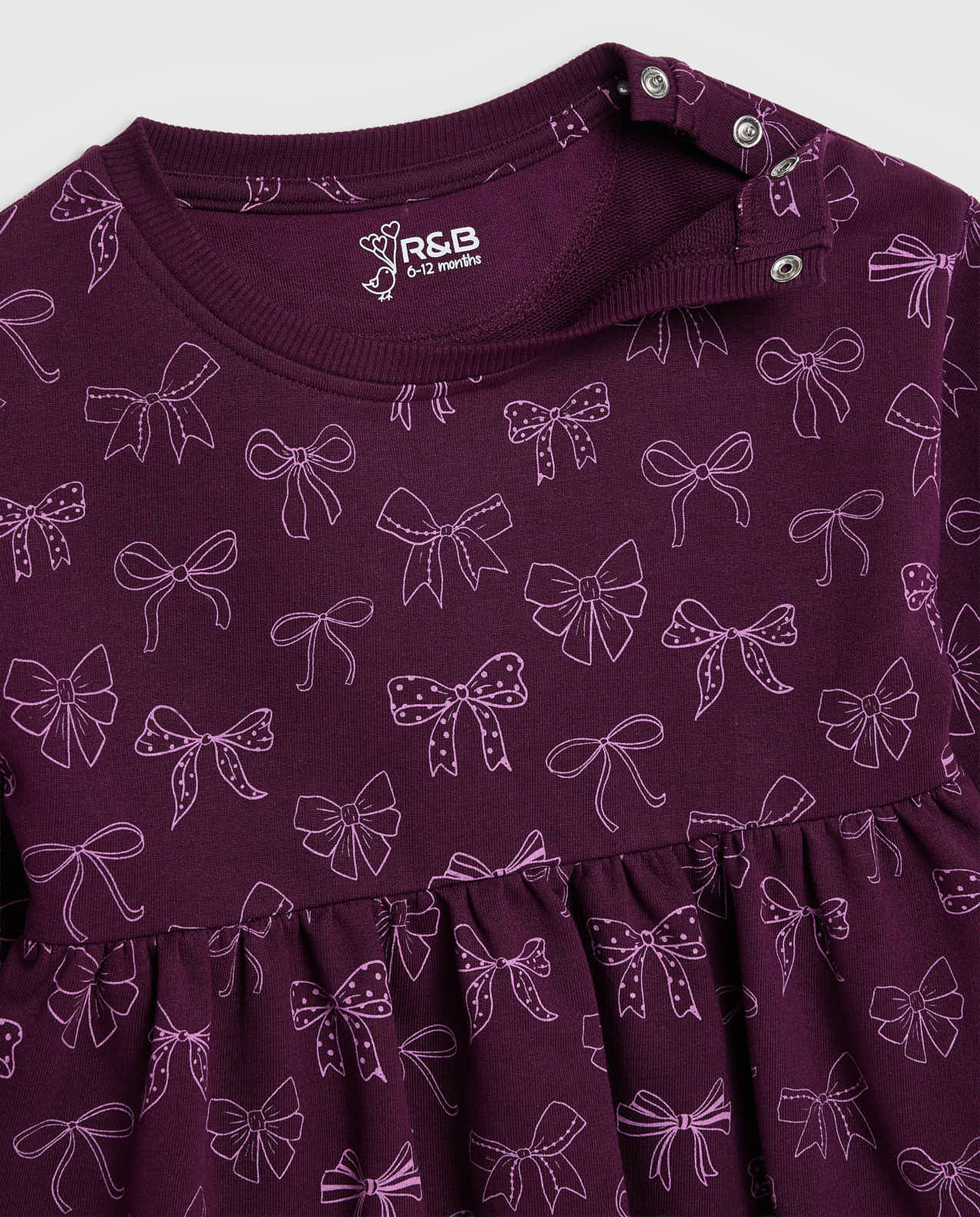 Printed Dress with Crew Neck and Long Sleeves