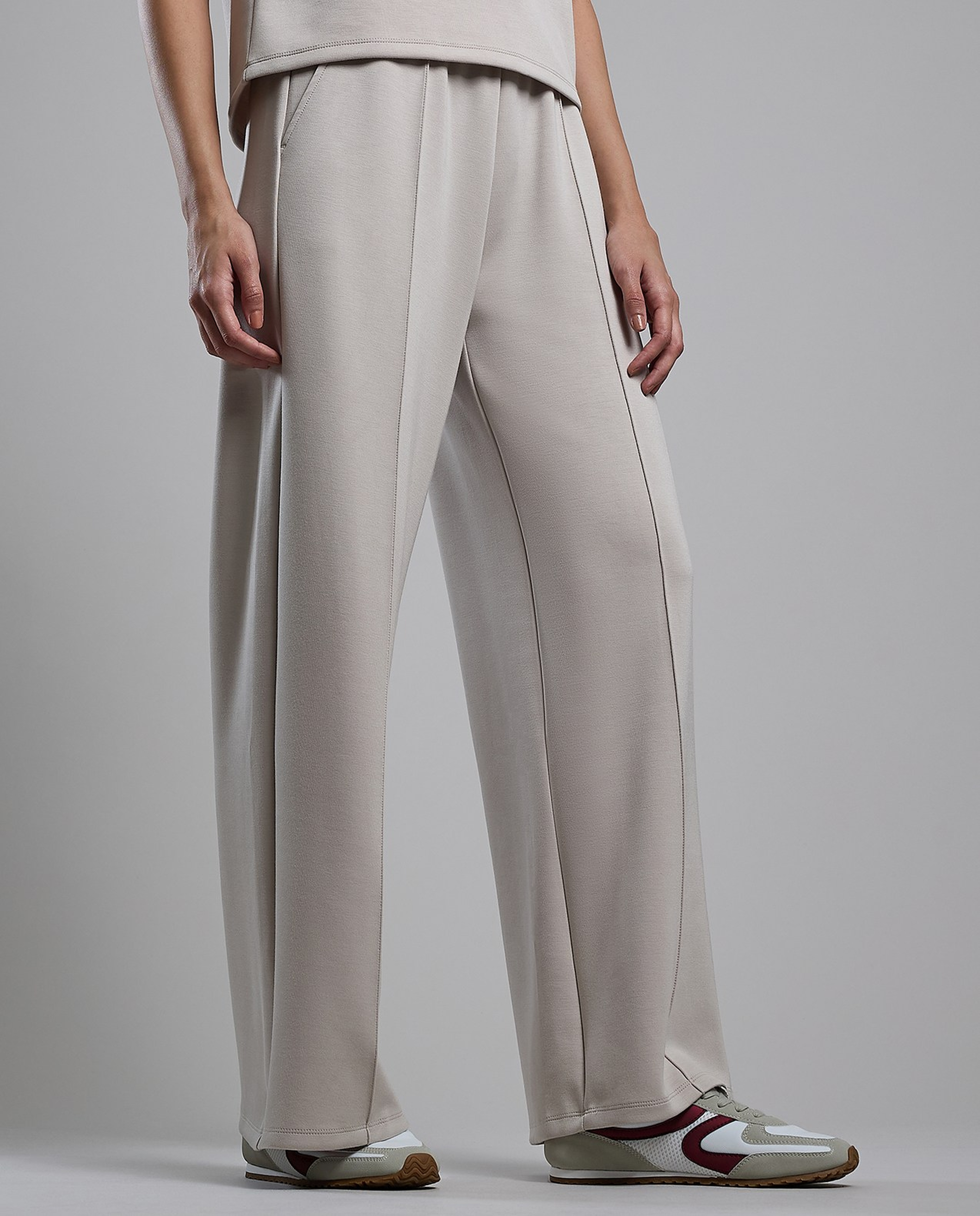 Solid Wide Leg Pants with Drawstring Waist