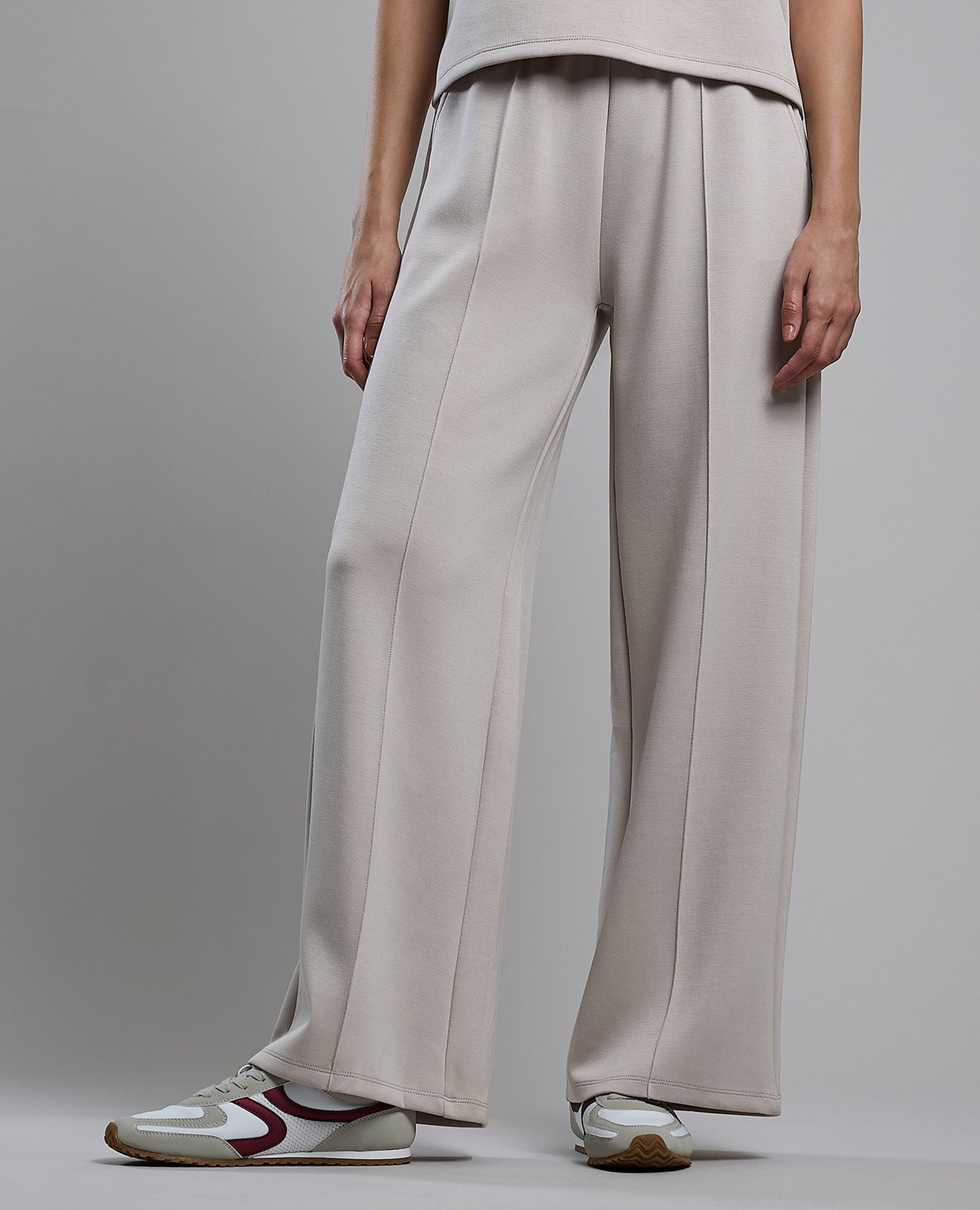 Solid Wide Leg Pants with Drawstring Waist