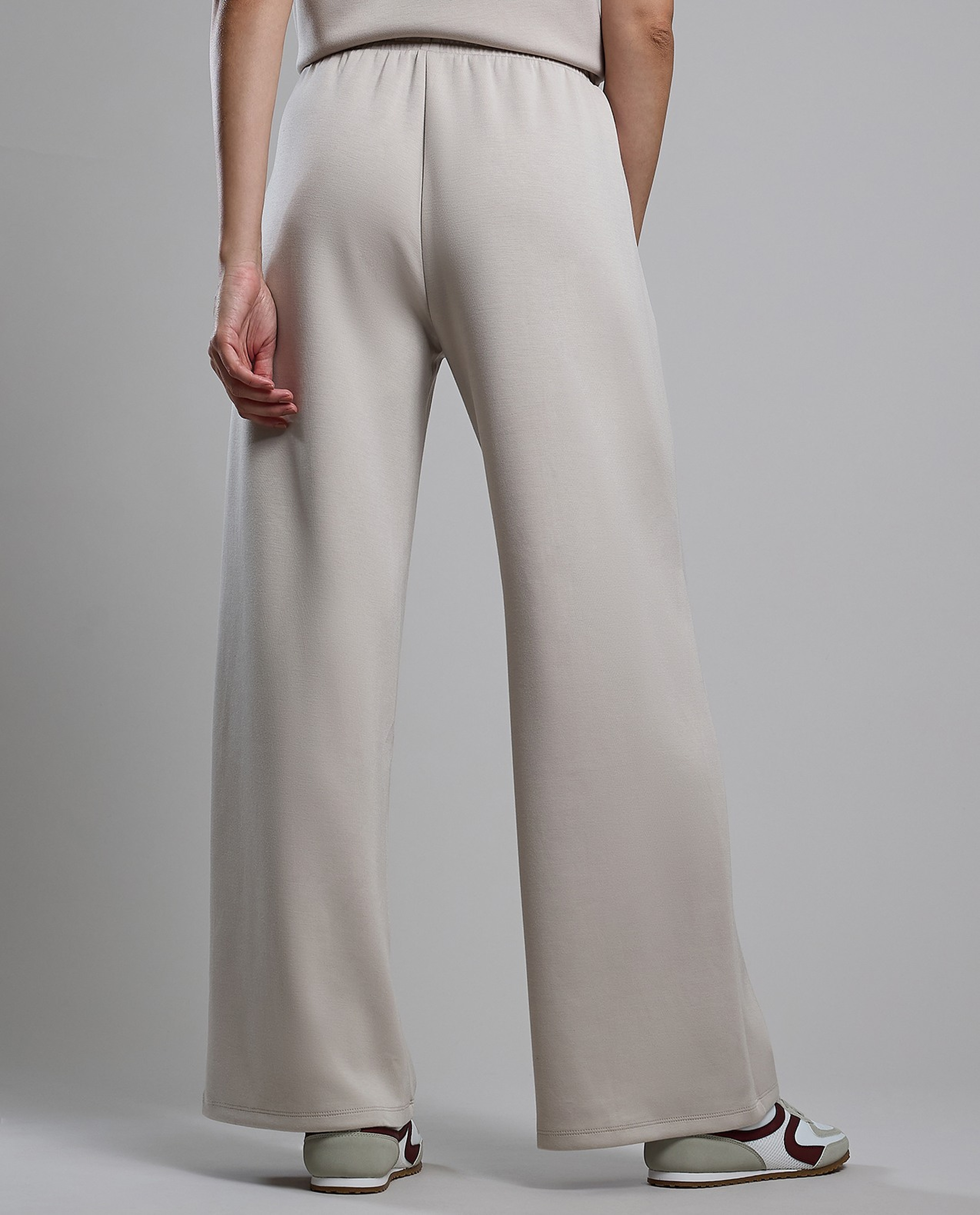 Solid Wide Leg Pants with Drawstring Waist