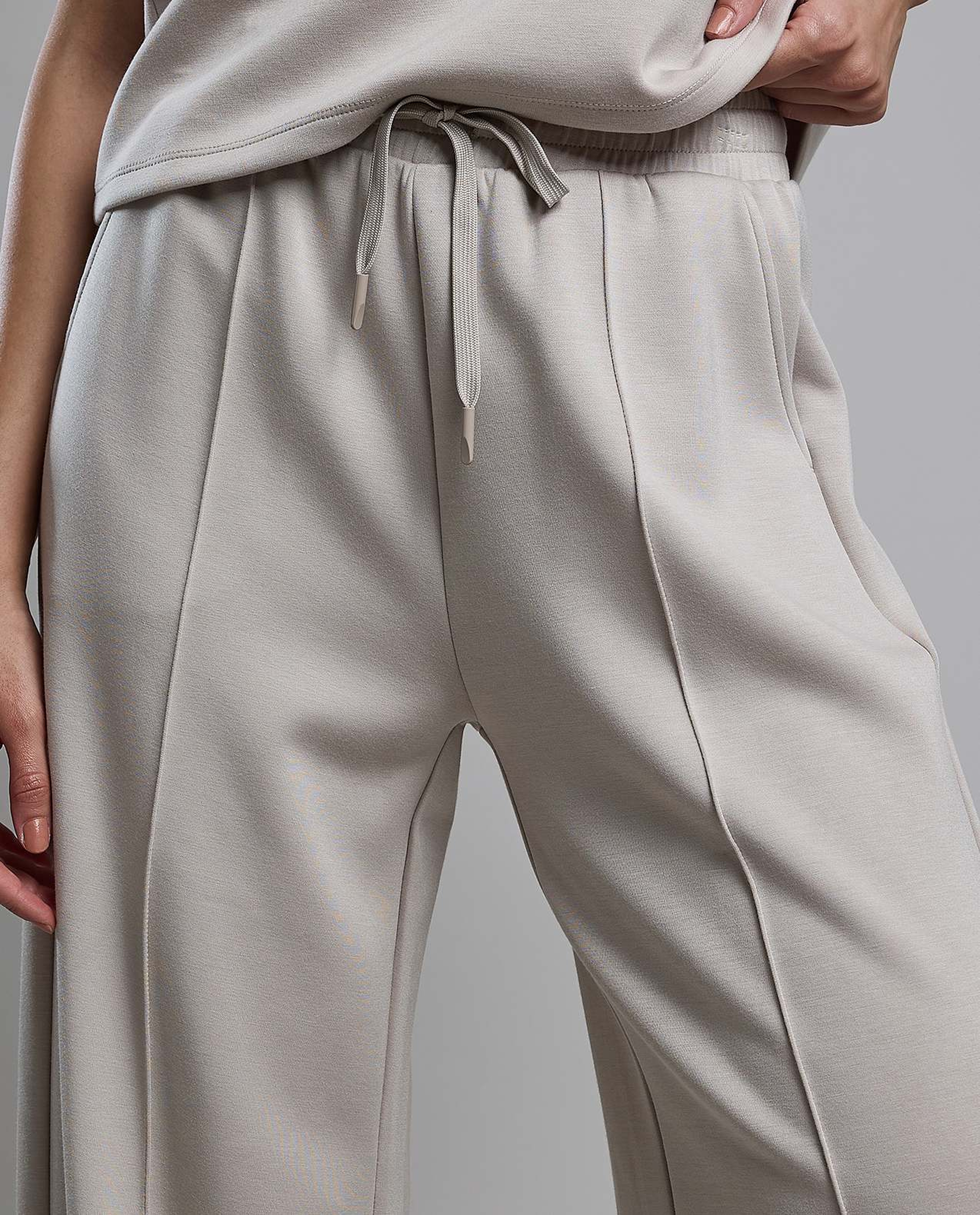 Solid Wide Leg Pants with Drawstring Waist