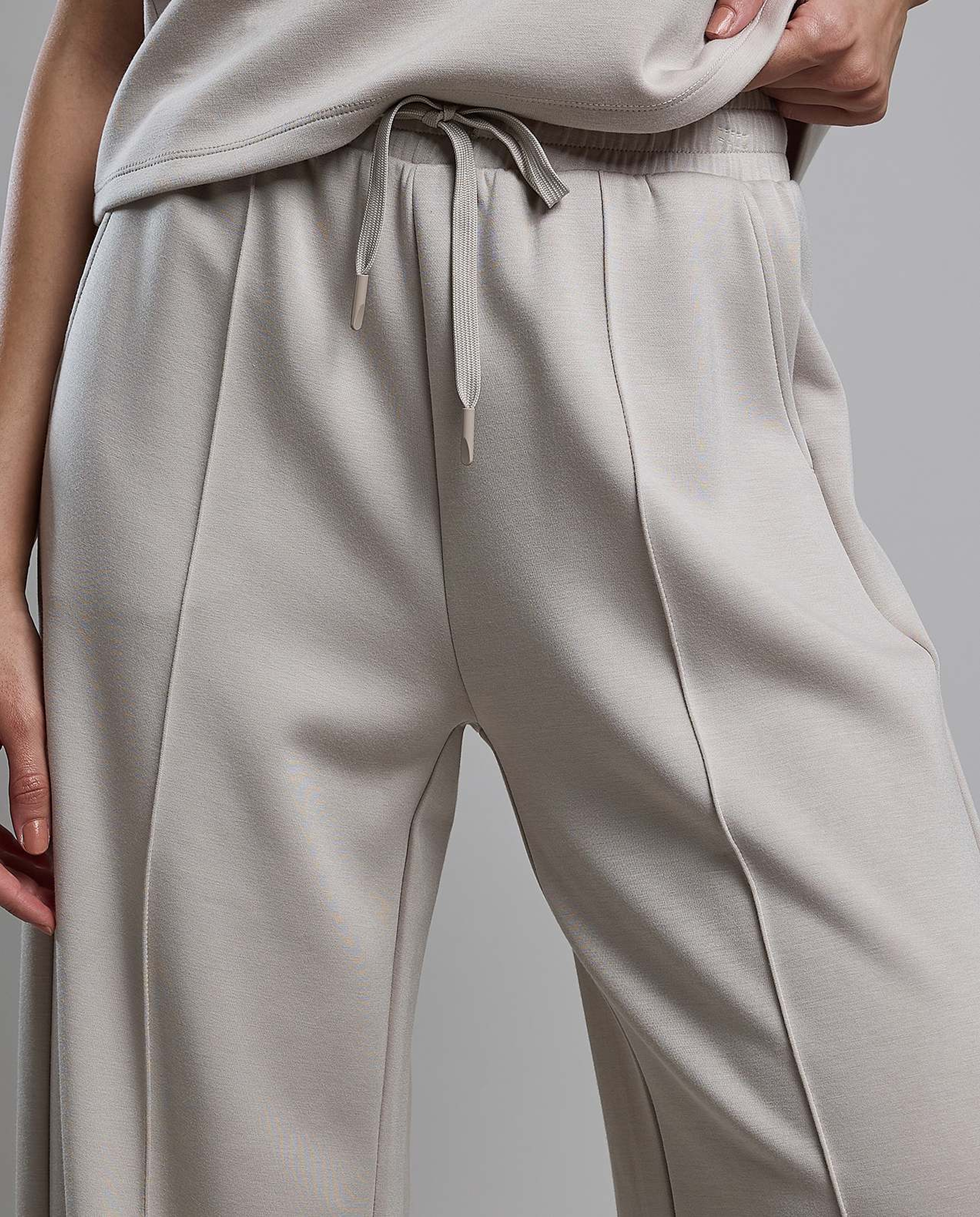 Solid Wide Leg Pants with Drawstring Waist