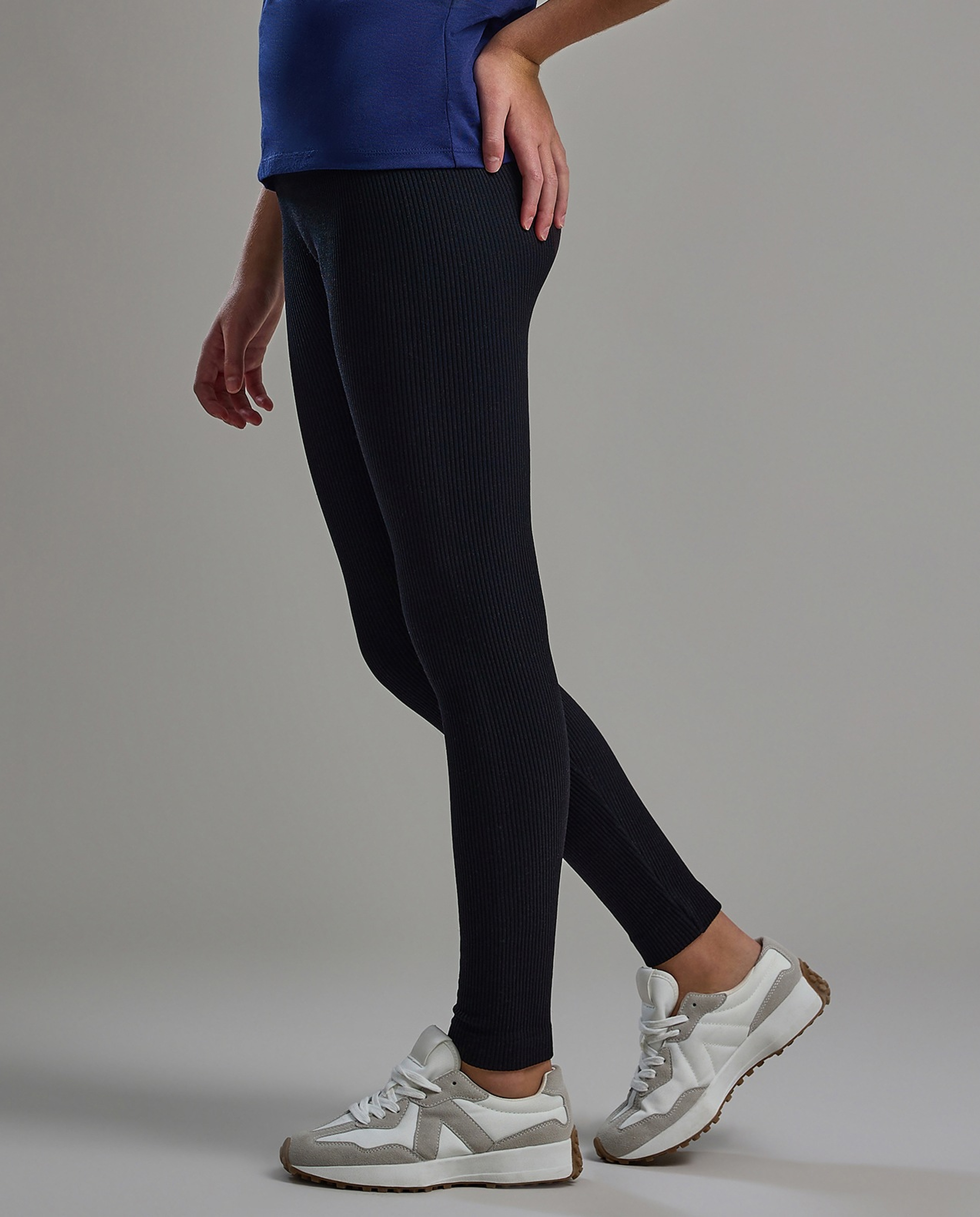Ribbed Leggings with Elastic Waist