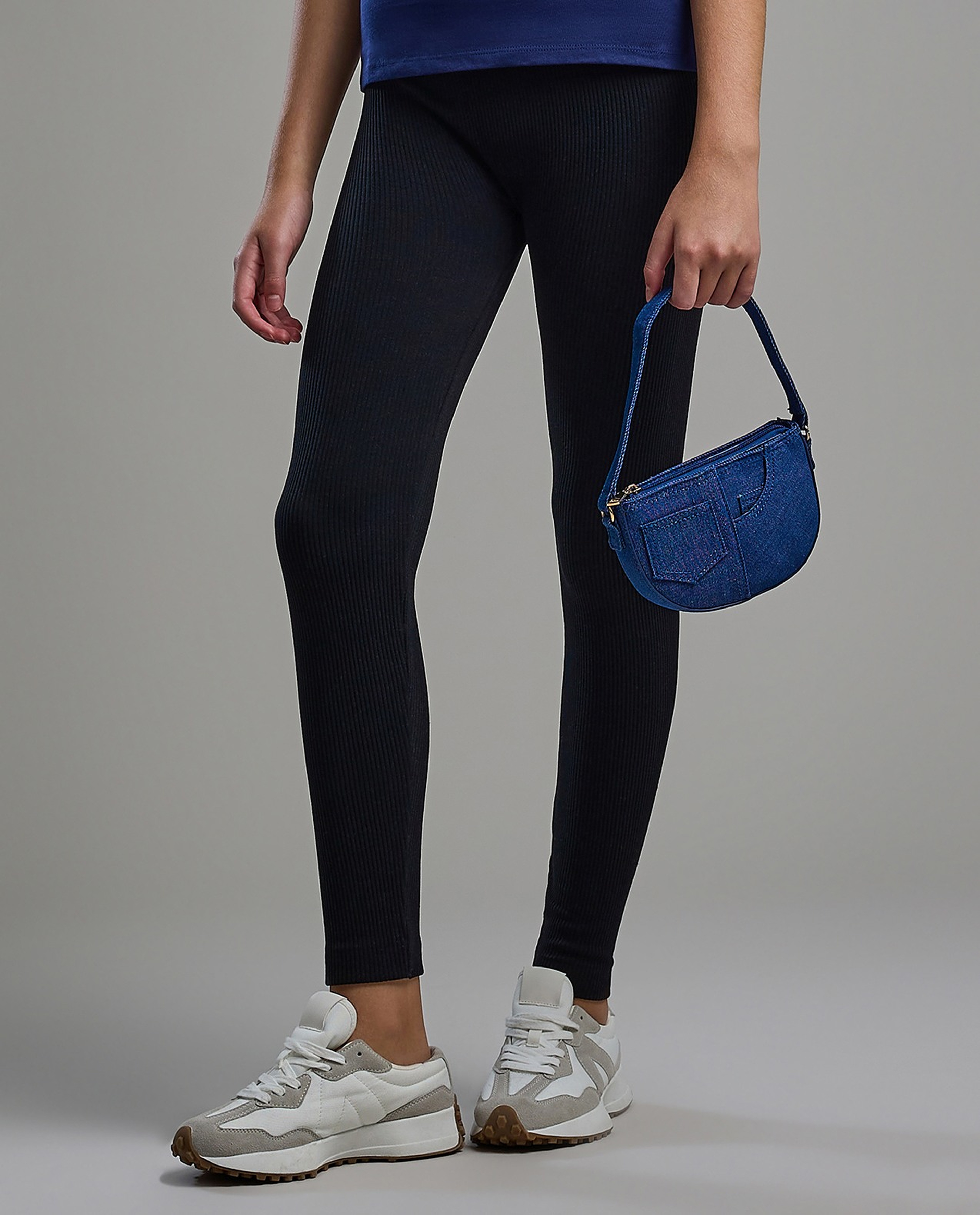 Ribbed Leggings with Elastic Waist