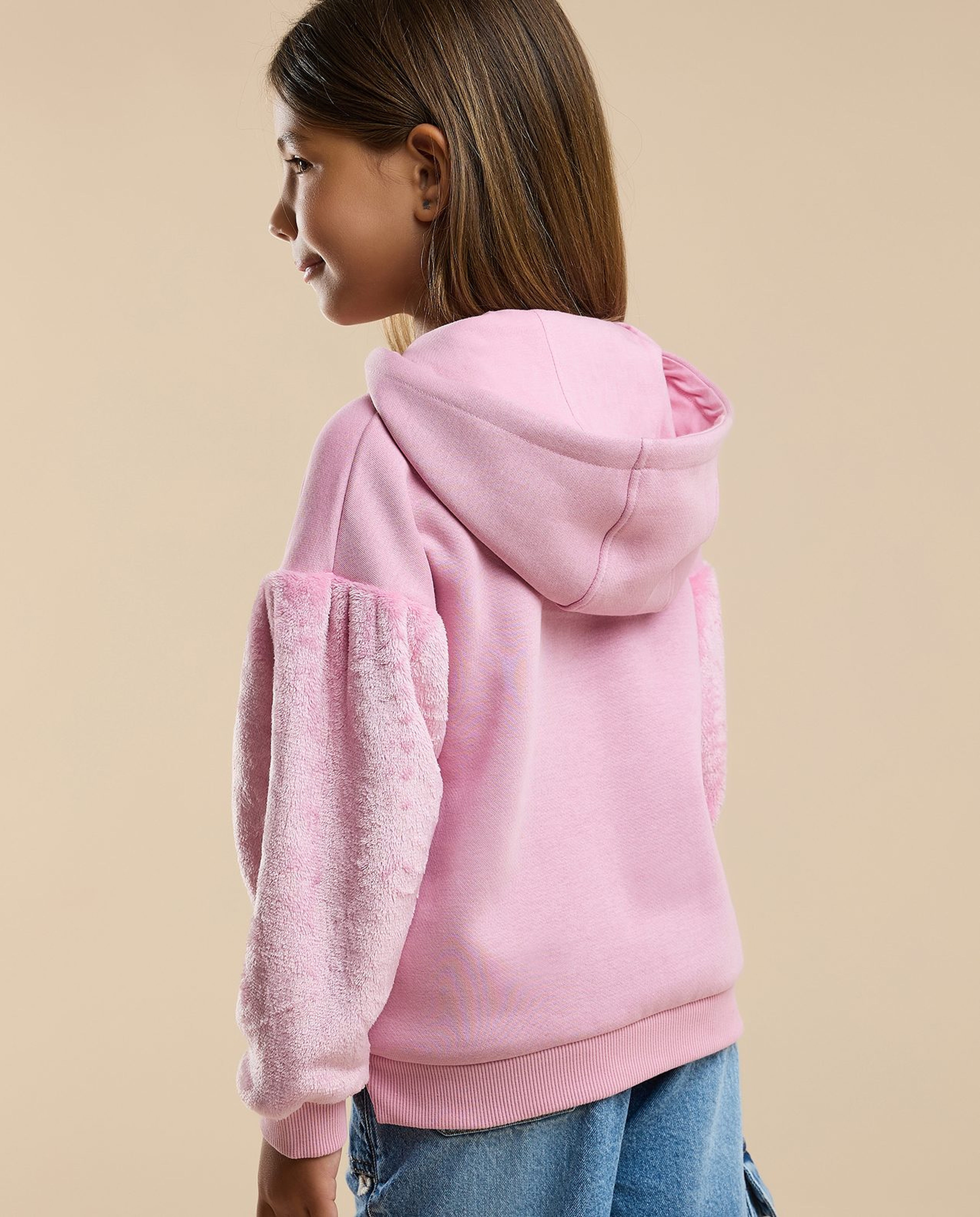 Sequins Detail Hoodie with Long Sleeves