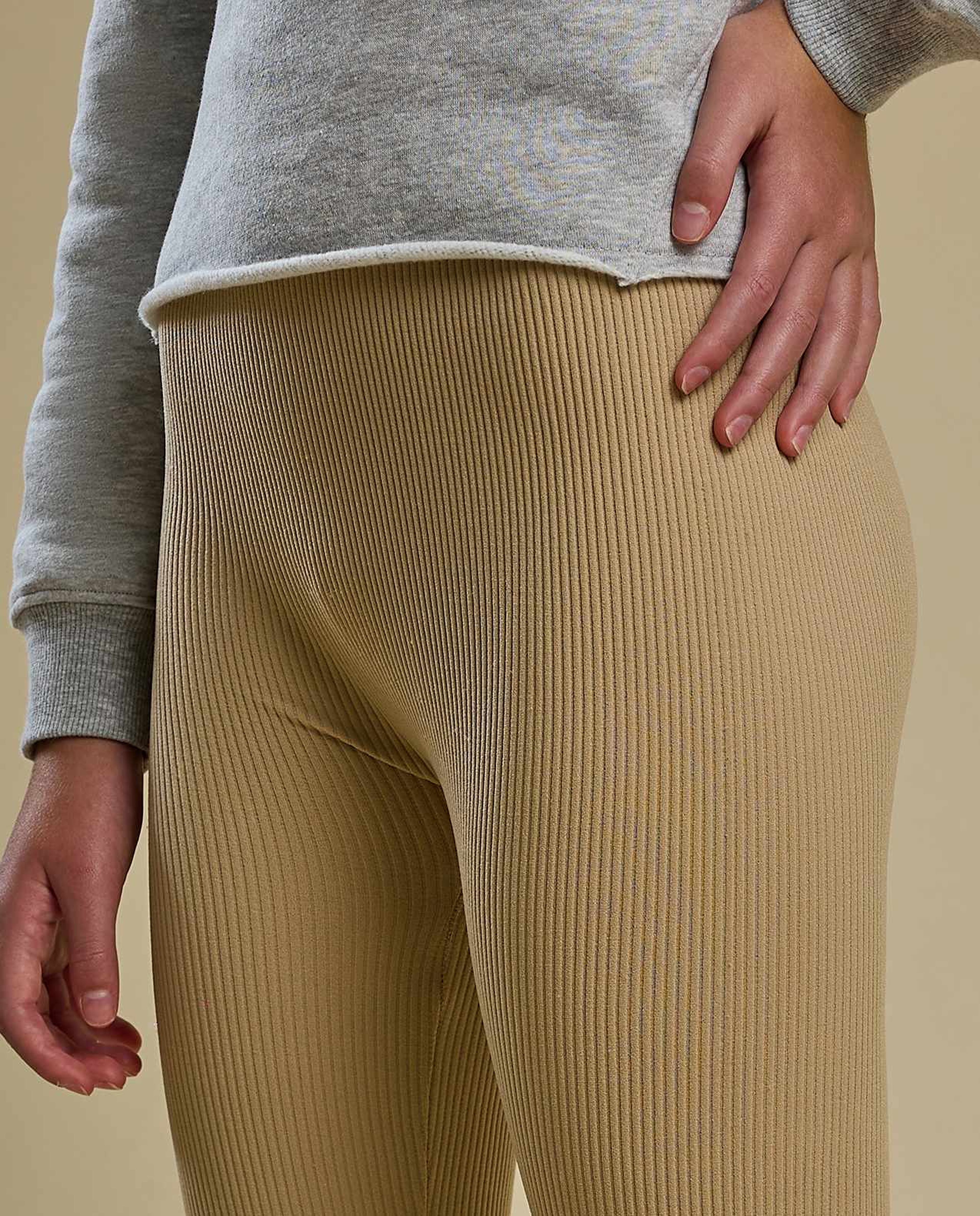 Ribbed Leggings with Elastic Waist