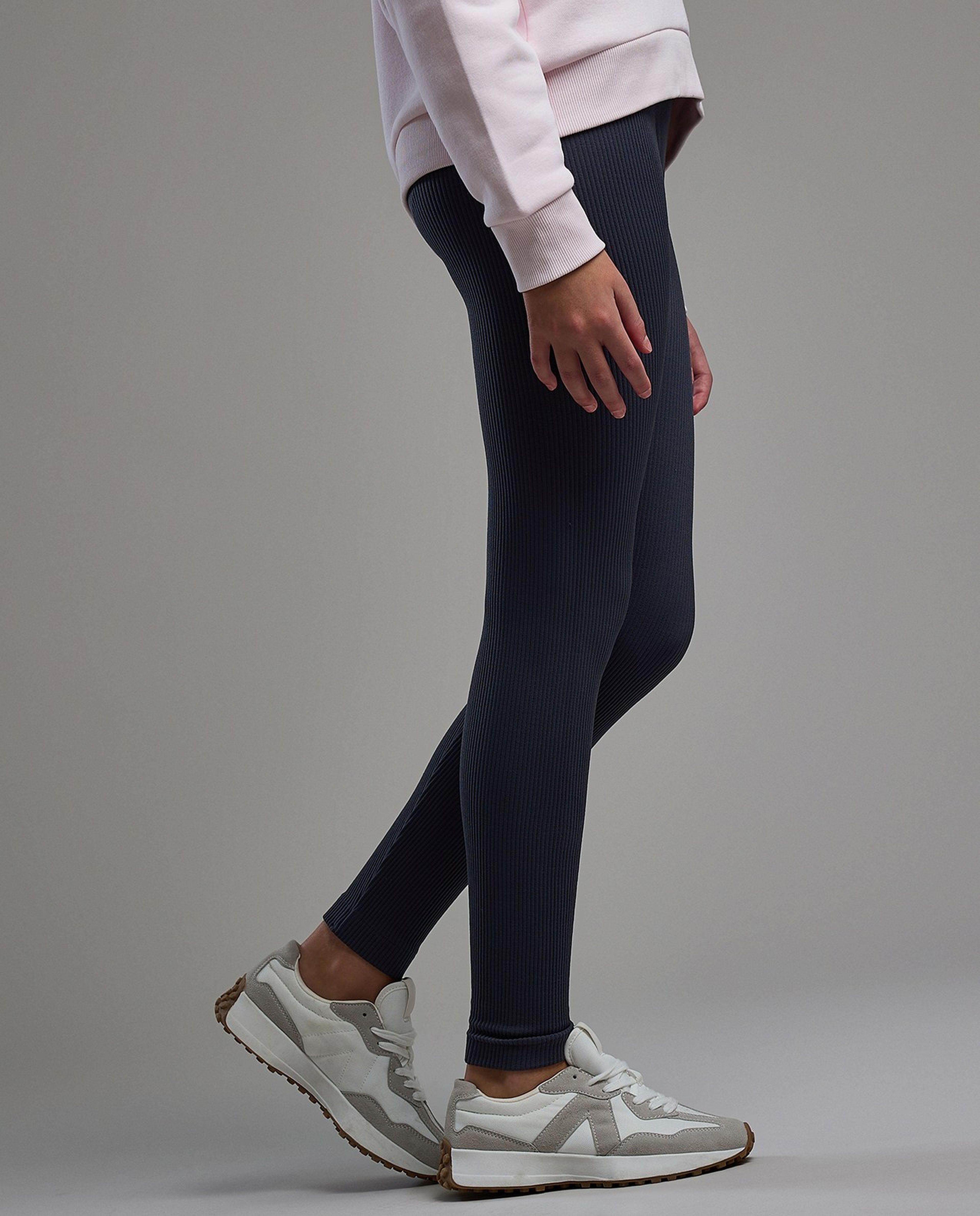 Ribbed Leggings with Elastic Waist