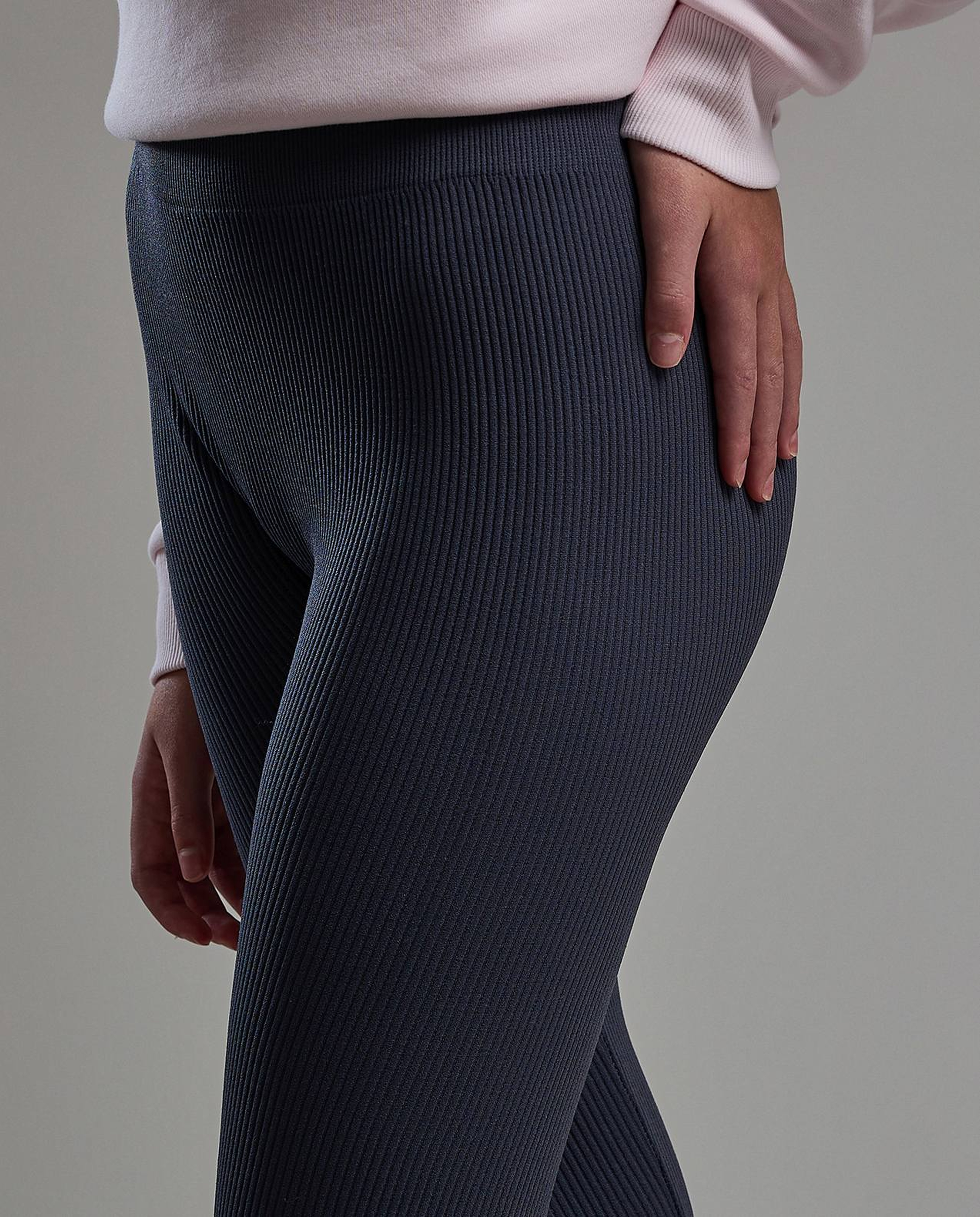 Ribbed Leggings with Elastic Waist