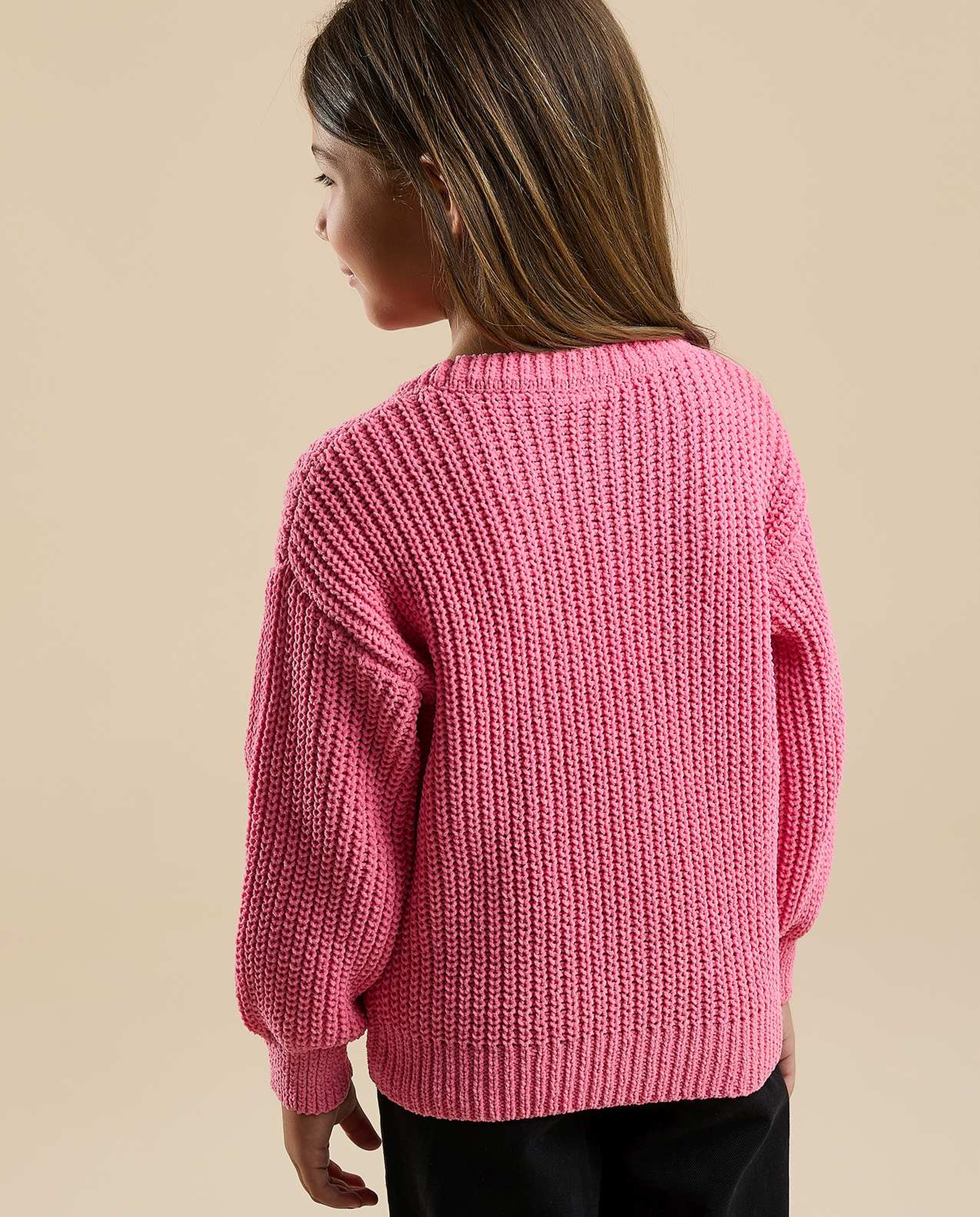 Hello Kitty Appliqued Sweater with Crew Neck and Long Sleeves